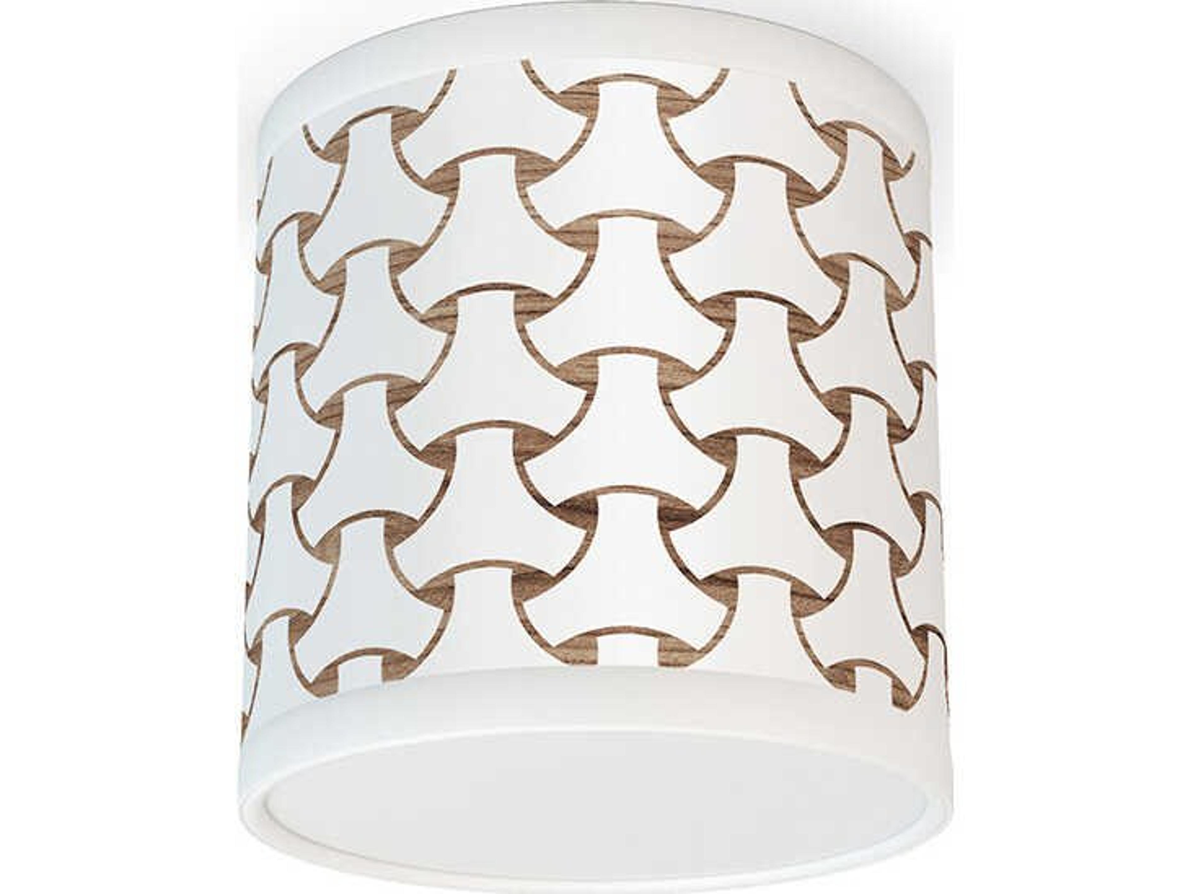 jefdesigns Basket Weave Printed Reed 1-Light Brown Drum Flush Mount
