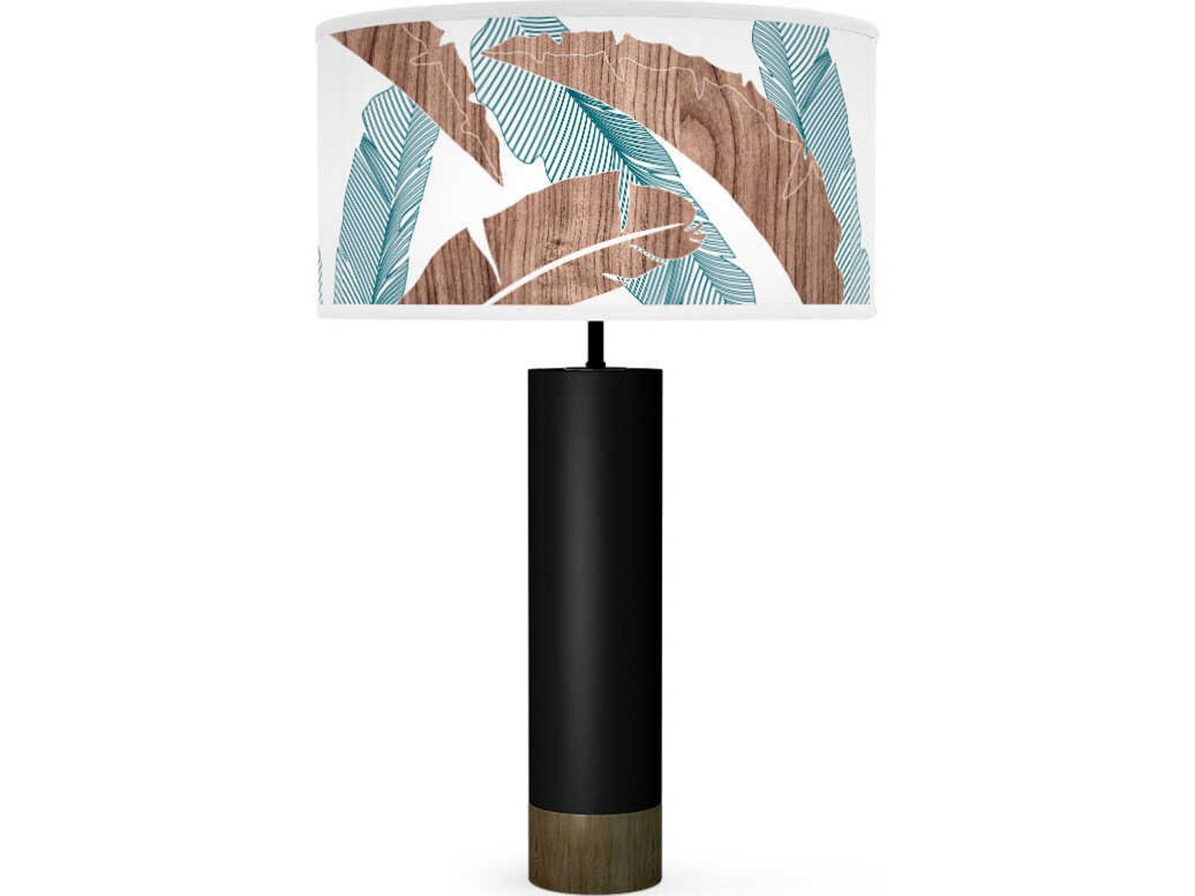 jefdesigns Banana Printed Thad Black Buffet Lamp