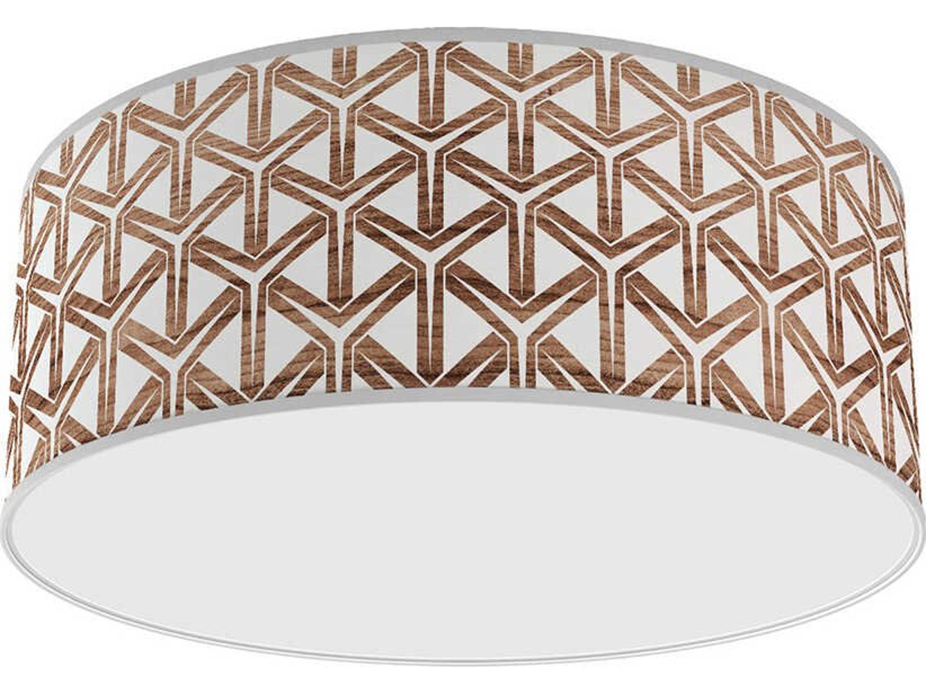 jefdesigns Cubist Printed Andrea 1-Light Brown Drum Flush Mount