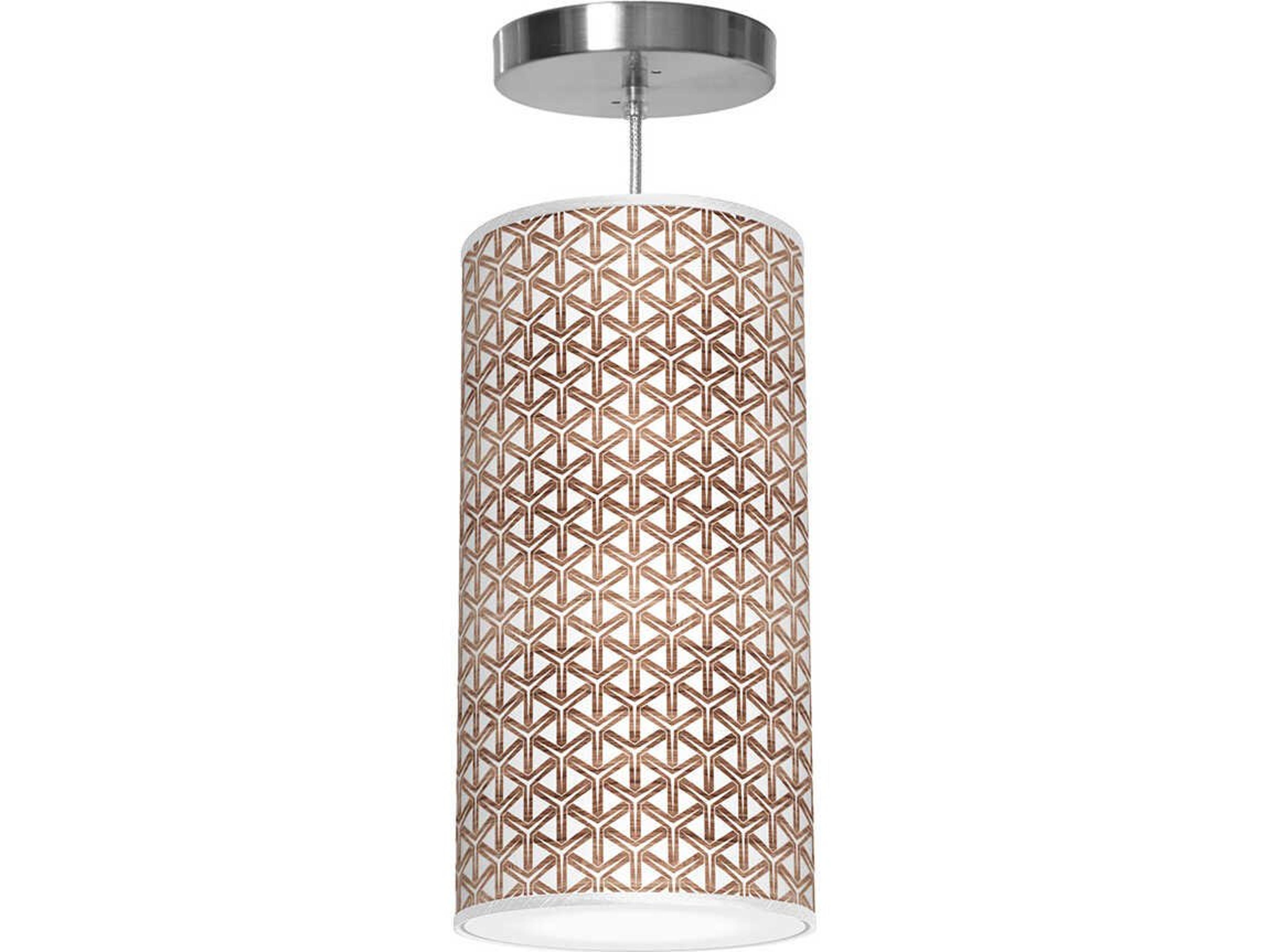 jefdesigns Cubist Printed Lisha 1-Light Brown Cylinder Mini Pendant