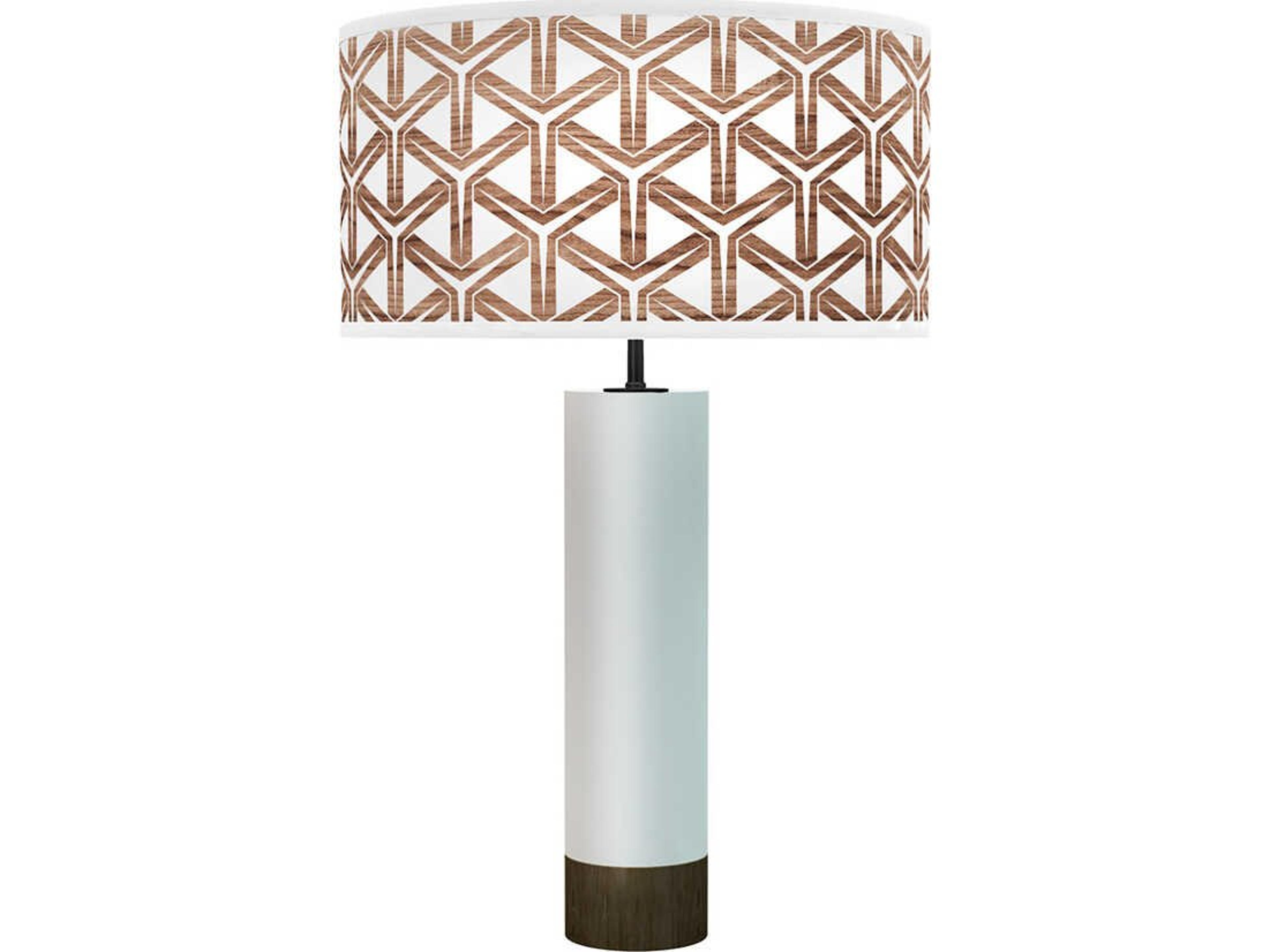 jefdesigns Cubist Printed Thad White Buffet Lamp