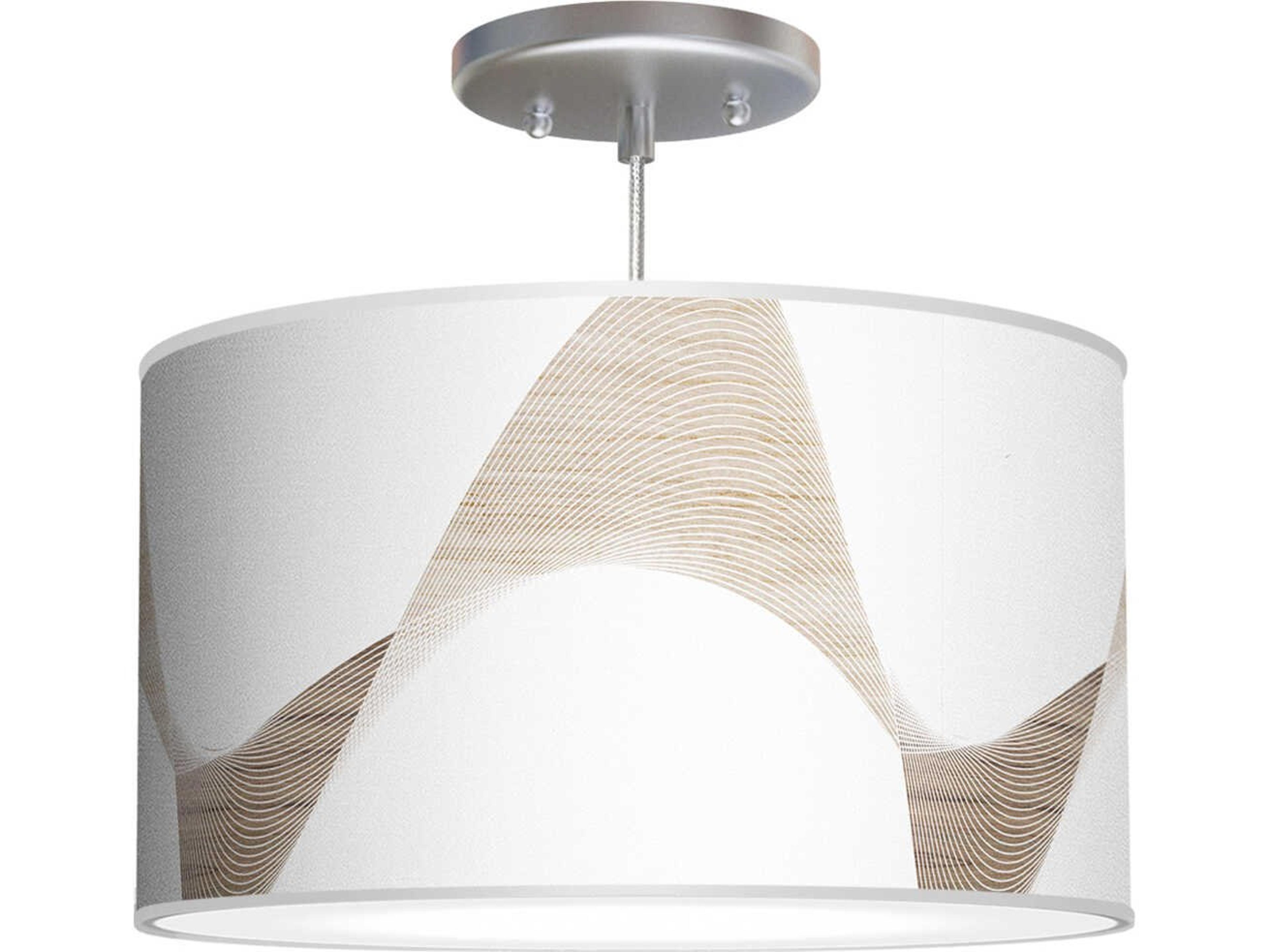 jefdesigns Wave Printed Thao 1-Light Brown Drum Pendant