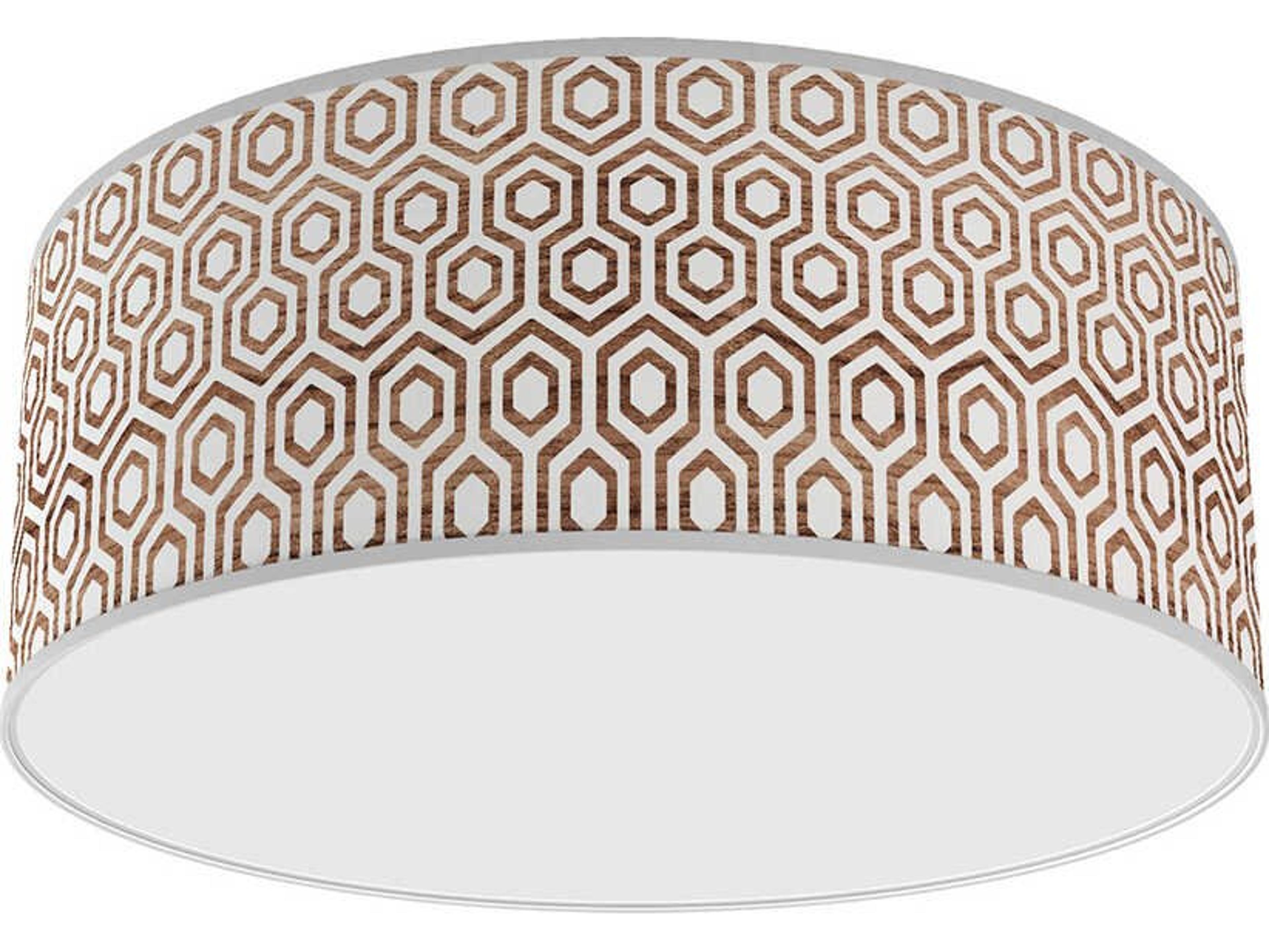 jefdesigns Hexagon Printed Andrea 1-Light Brown Drum Flush Mount