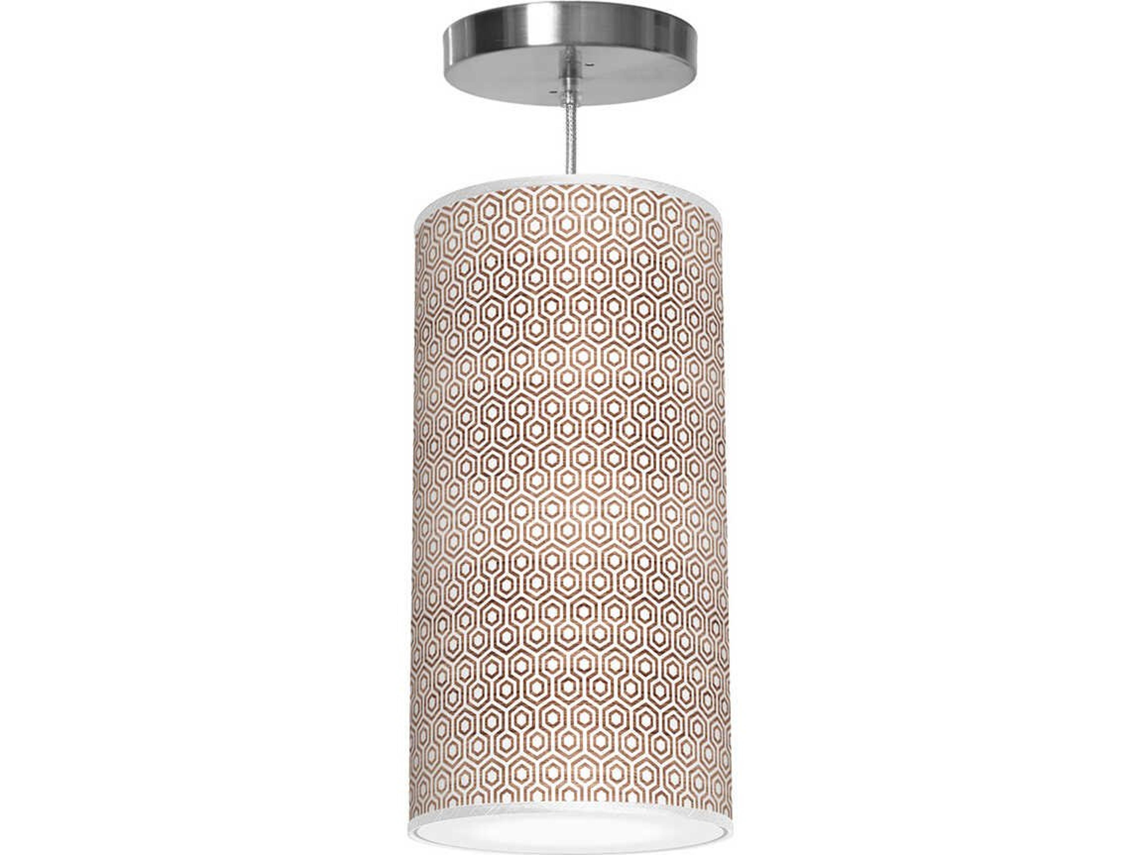 jefdesigns Hexagon Printed Lisha 1-Light Brown Cylinder Mini Pendant