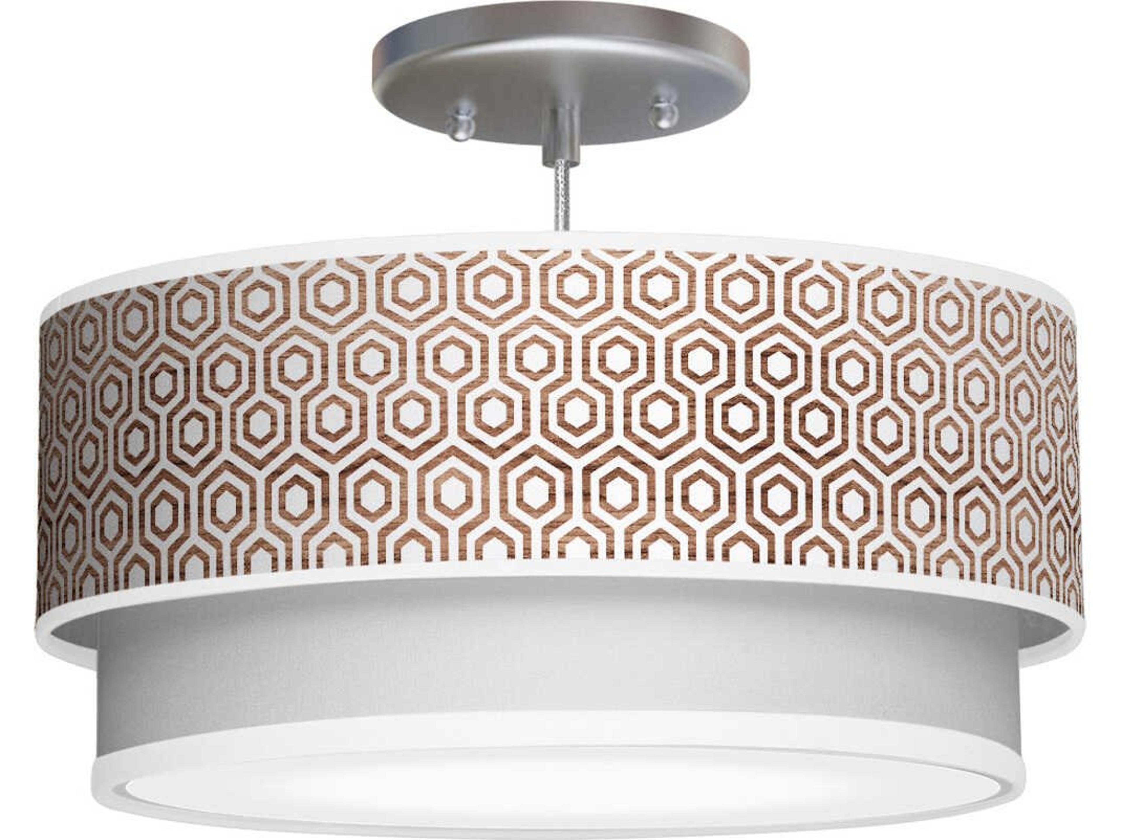 jefdesigns Hexagon Printed Luther 1-Light Brown Drum Tiered Mini Pendant