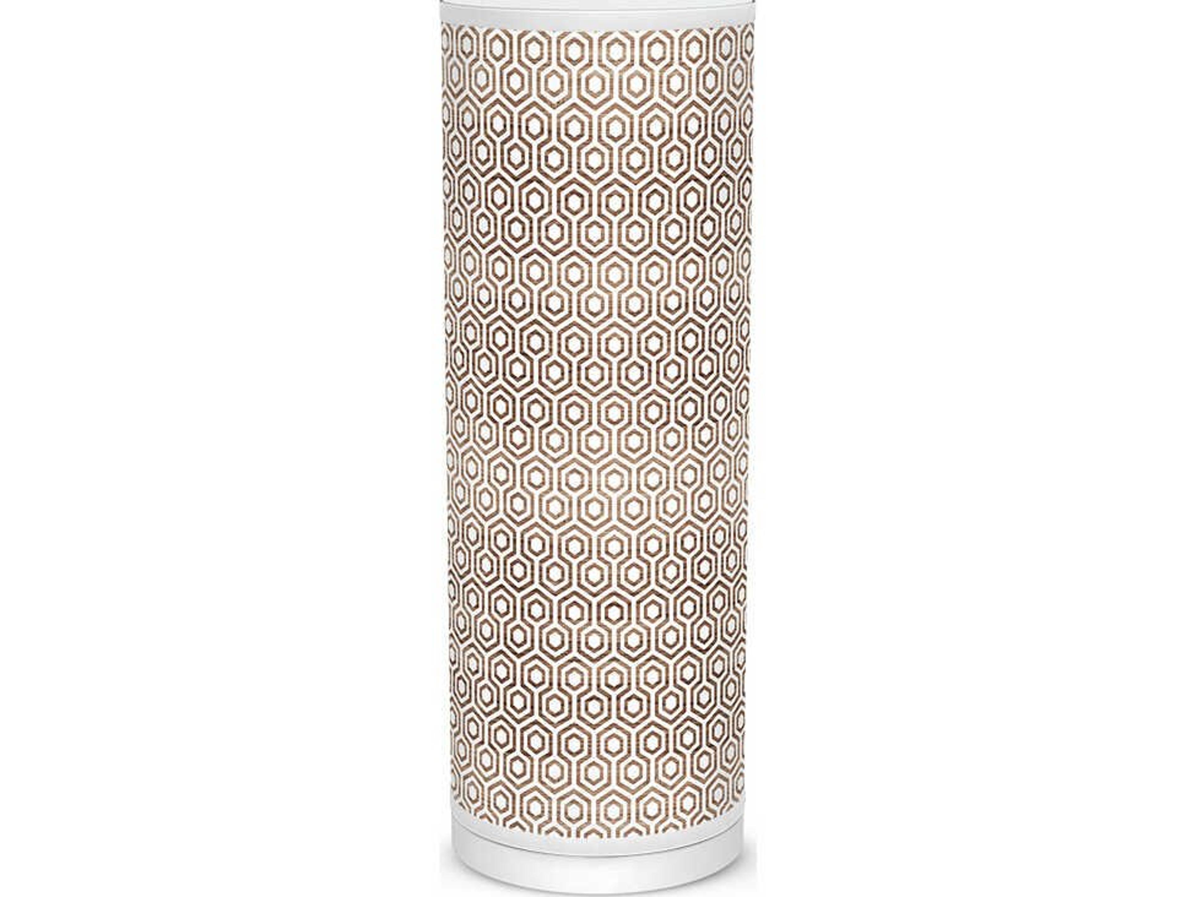 jefdesigns Hexagon Printed Tube Brown Table Lamp