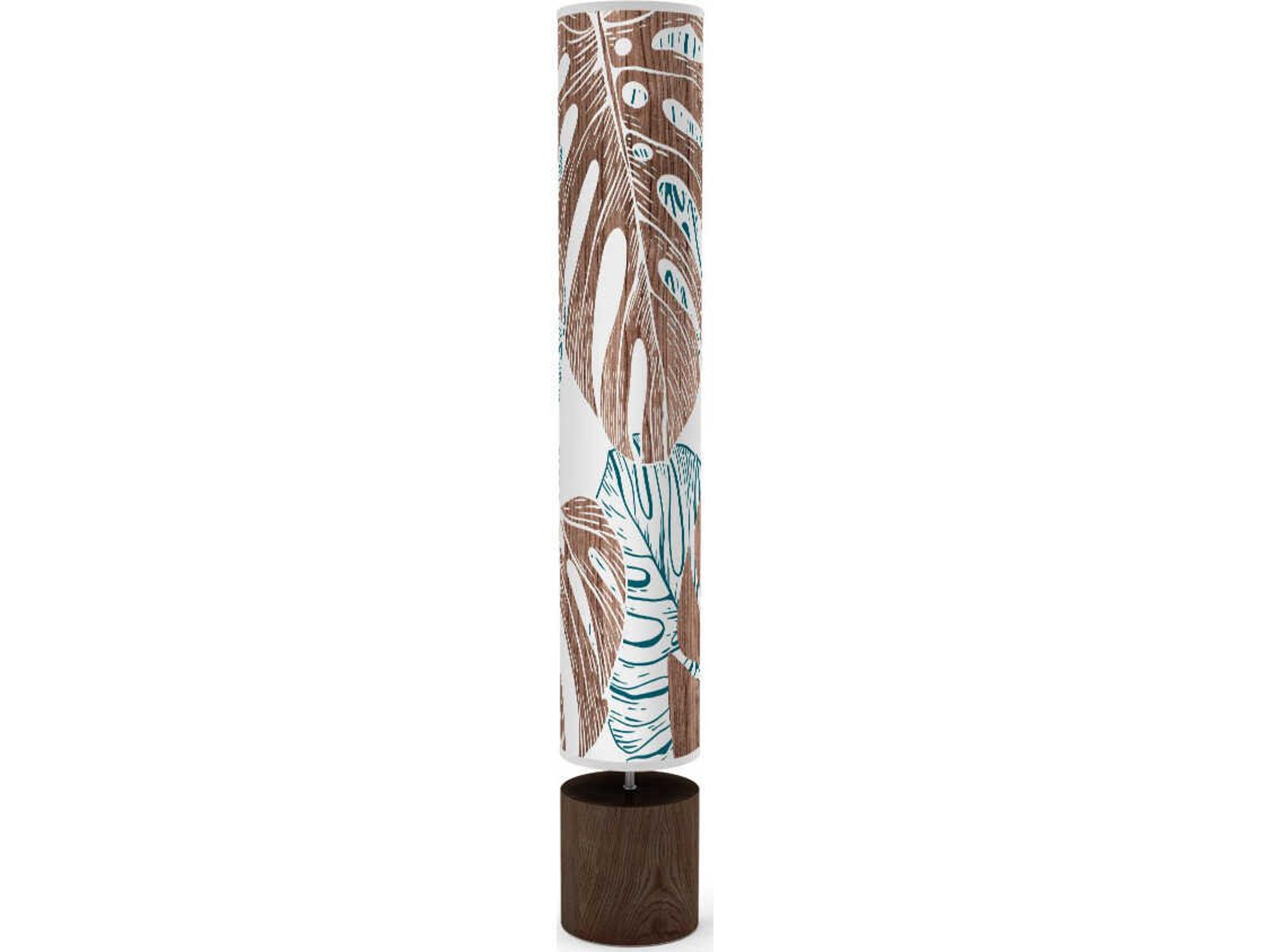 jefdesigns Monstera Leaf Printed Spin Brown Floor Lamp