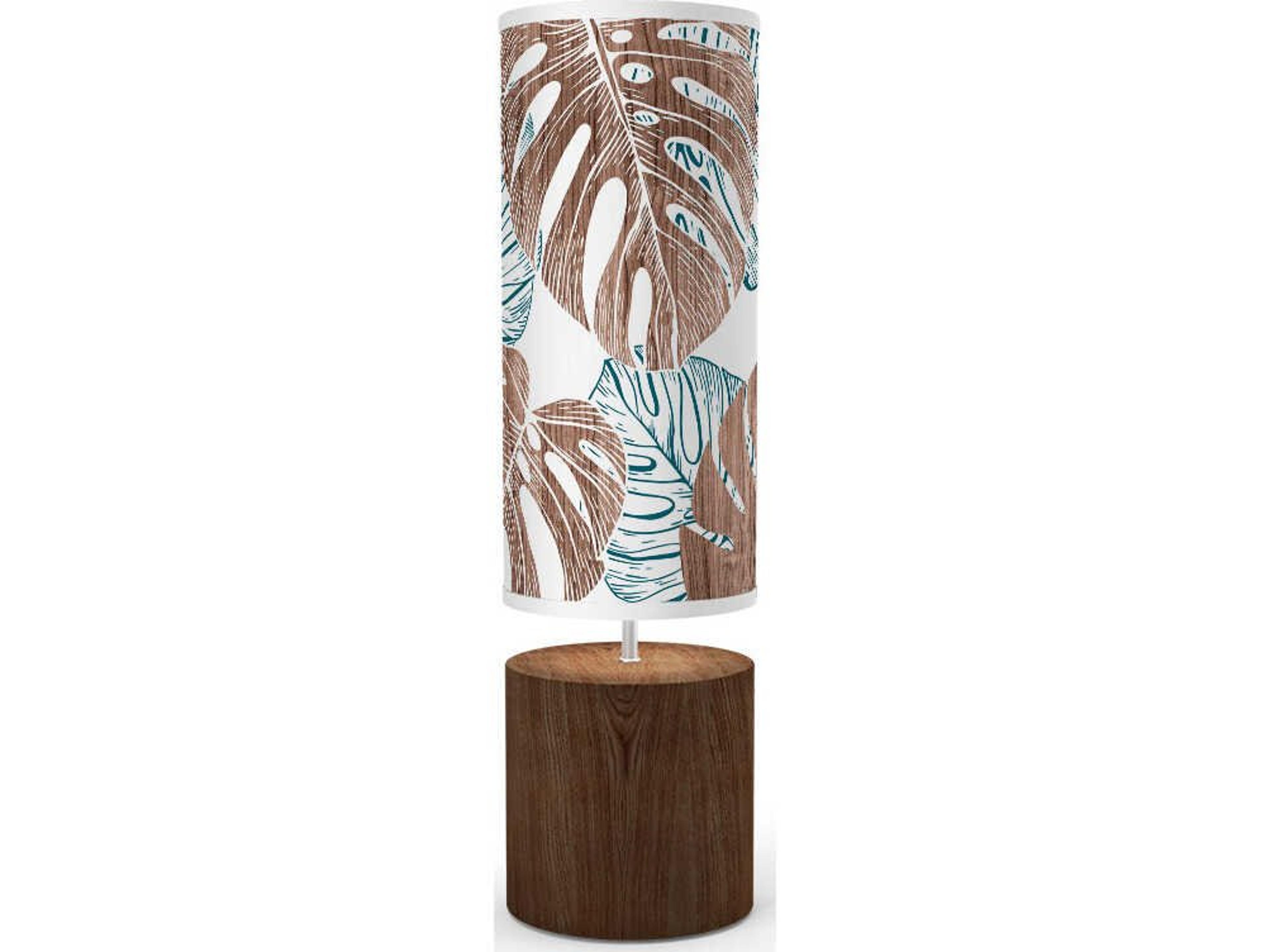 jefdesigns Monstera Leaf Printed Spin Brown Buffet Lamp