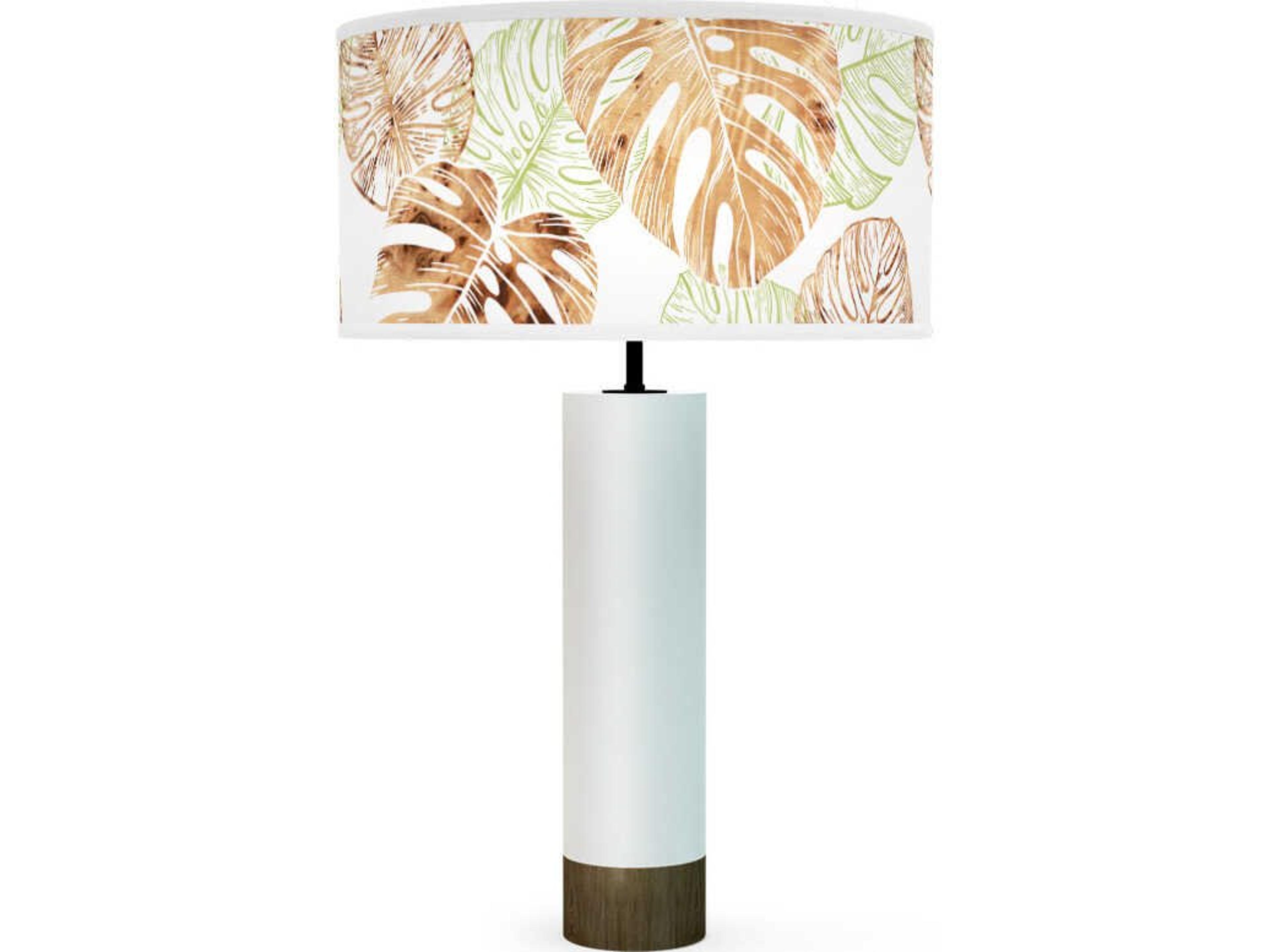 jefdesigns Monstera Leaf Printed Thad White Buffet Lamp