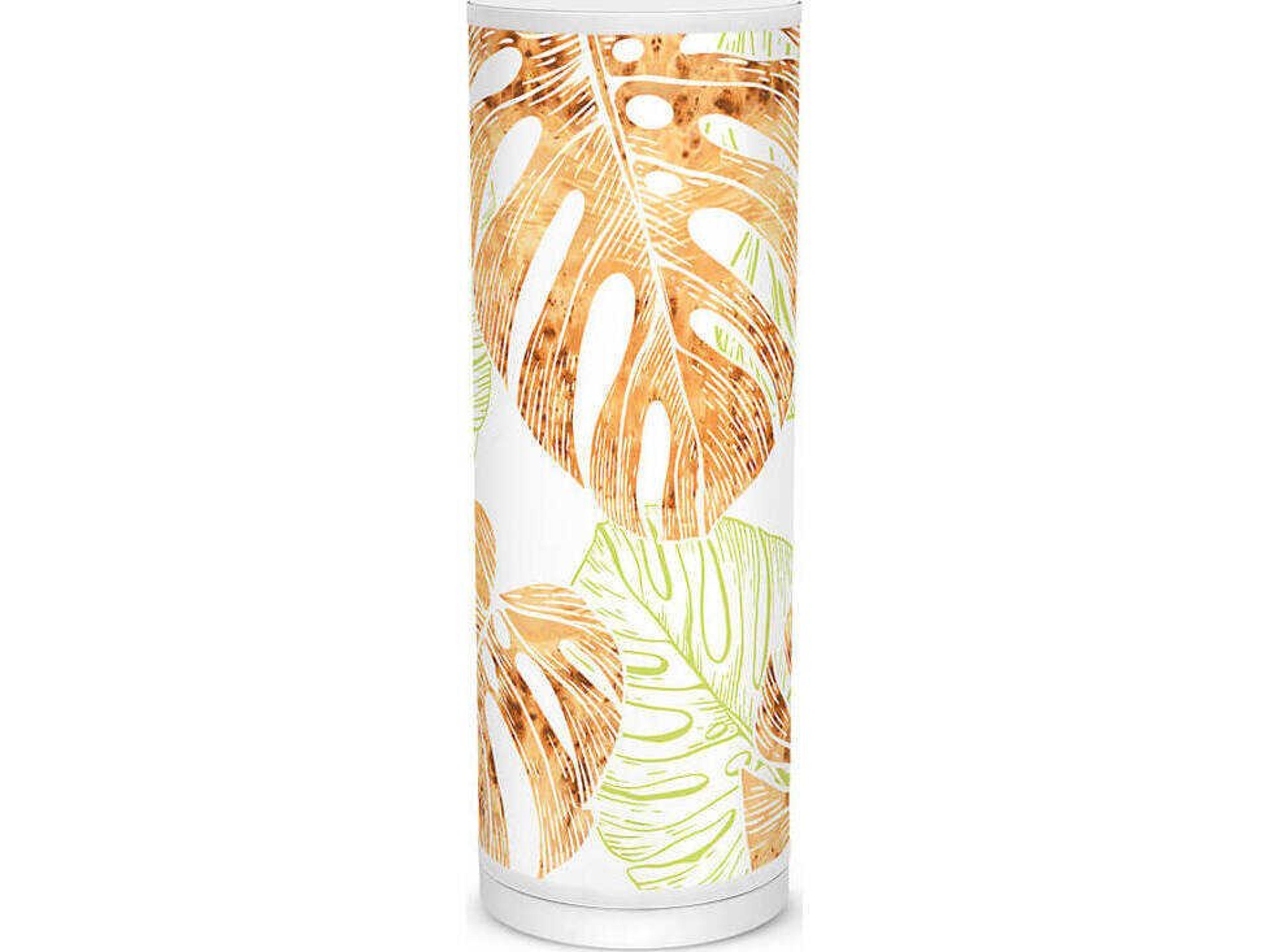 jefdesigns Monstera Leaf Printed Tube Green Table Lamp