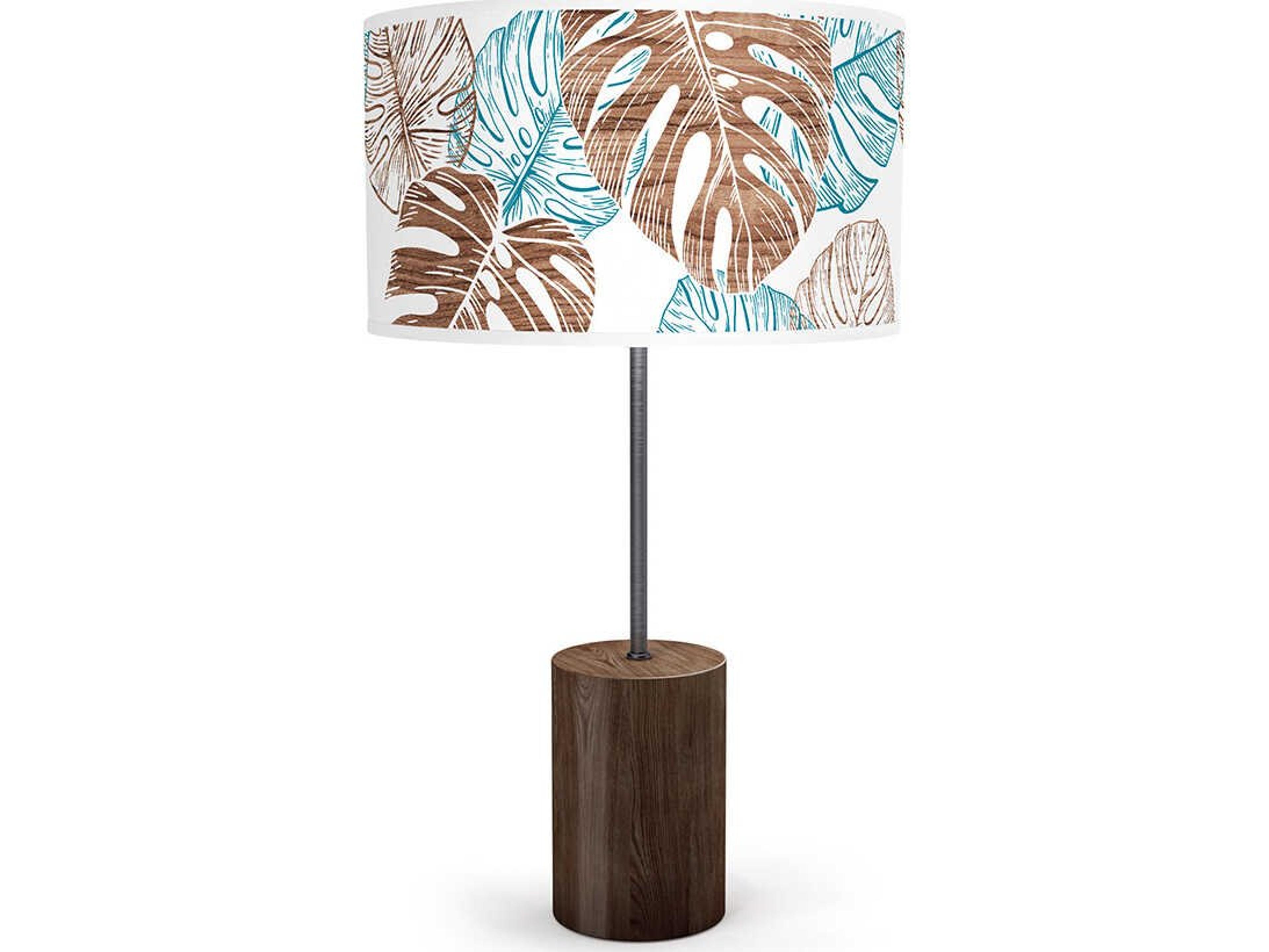 jefdesigns Monstera Printed Chuck Blue Buffet Lamp