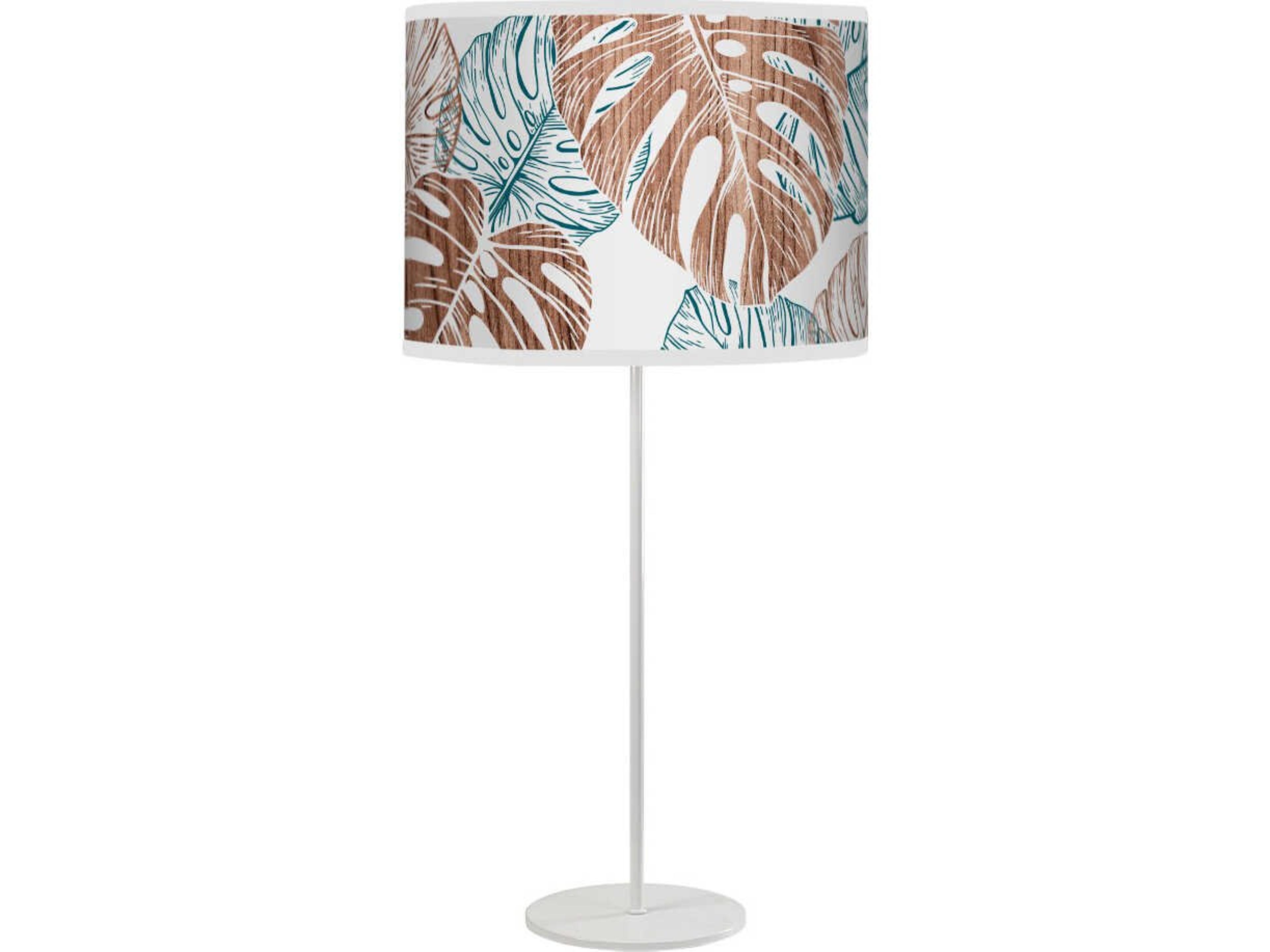 jefdesigns Monstera Printed Tyler White Table Lamp