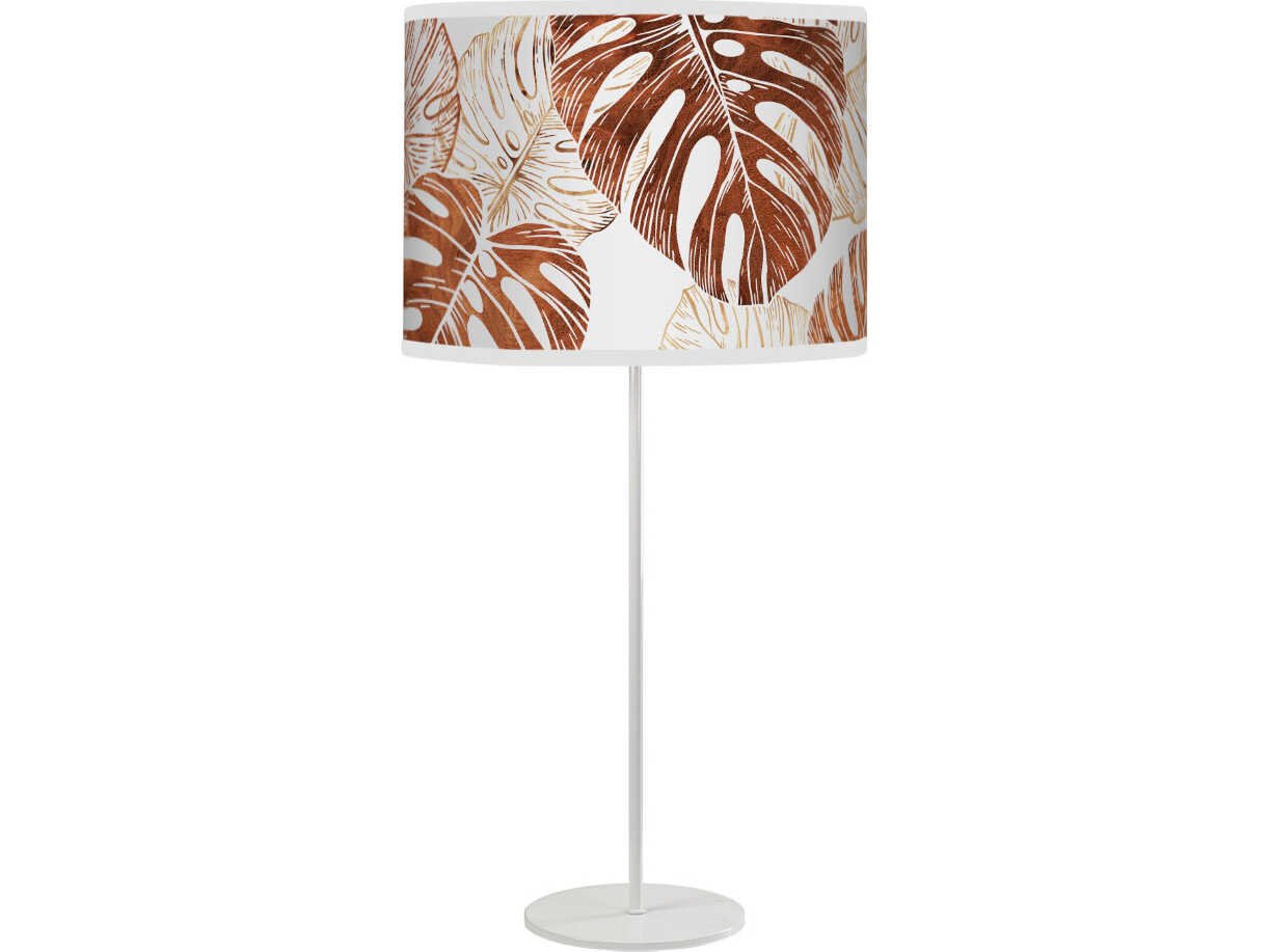 jefdesigns Monstera Printed Tyler White Table Lamp