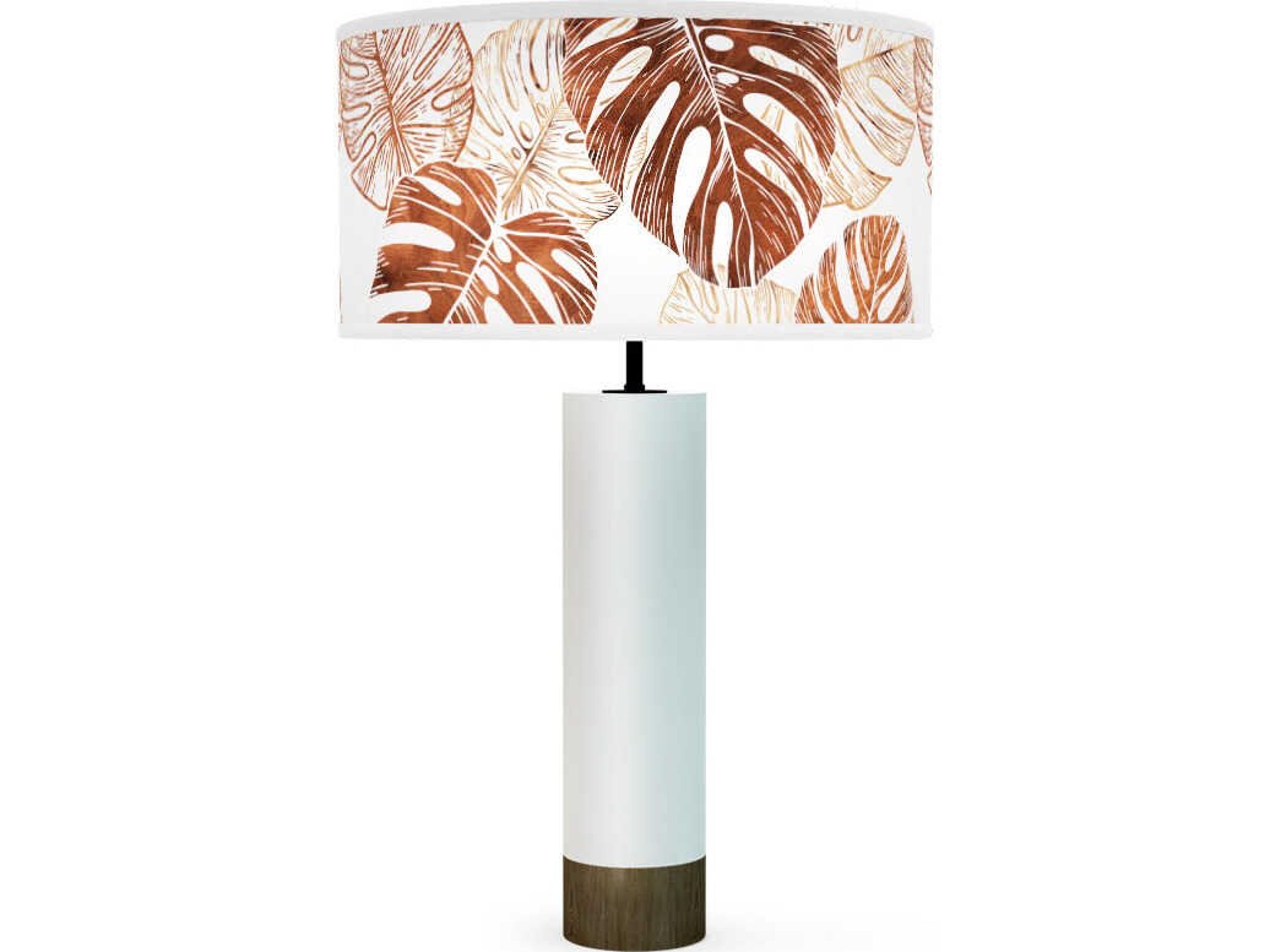 jefdesigns Monstera Leaf Printed Thad White Buffet Lamp