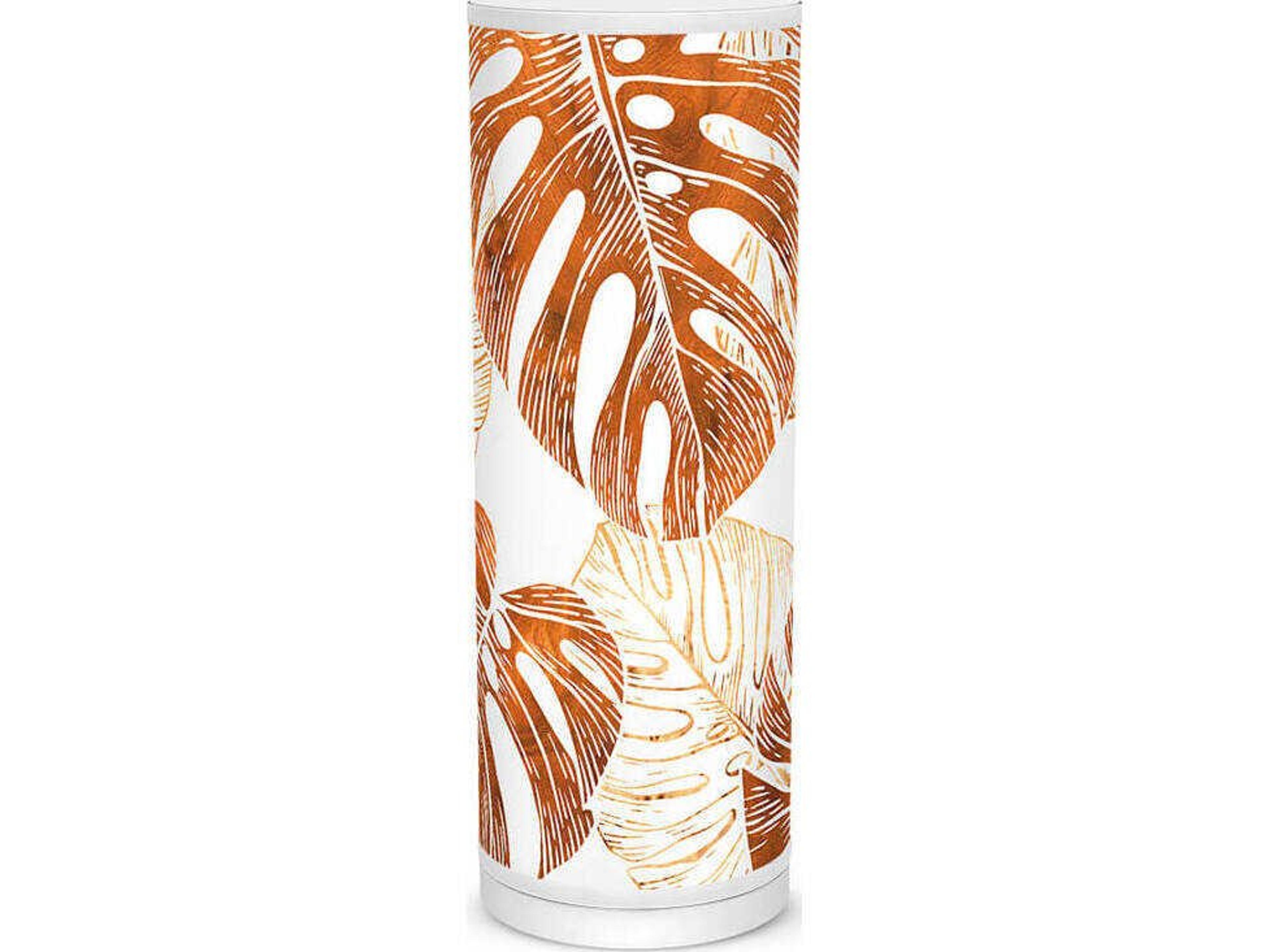 jefdesigns Monstera Leaf Printed Tube Brown Table Lamp