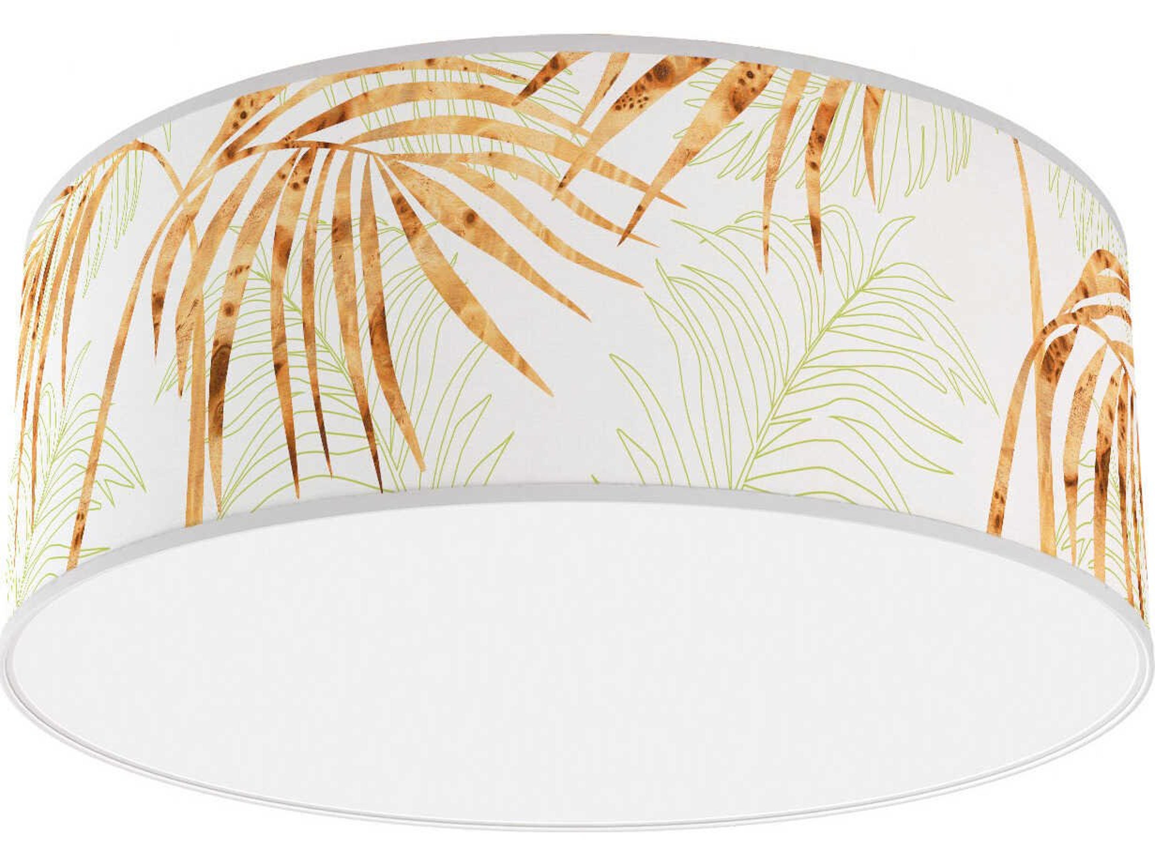 jefdesigns Palm Printed Andrea 1-Light Green Drum Flush Mount