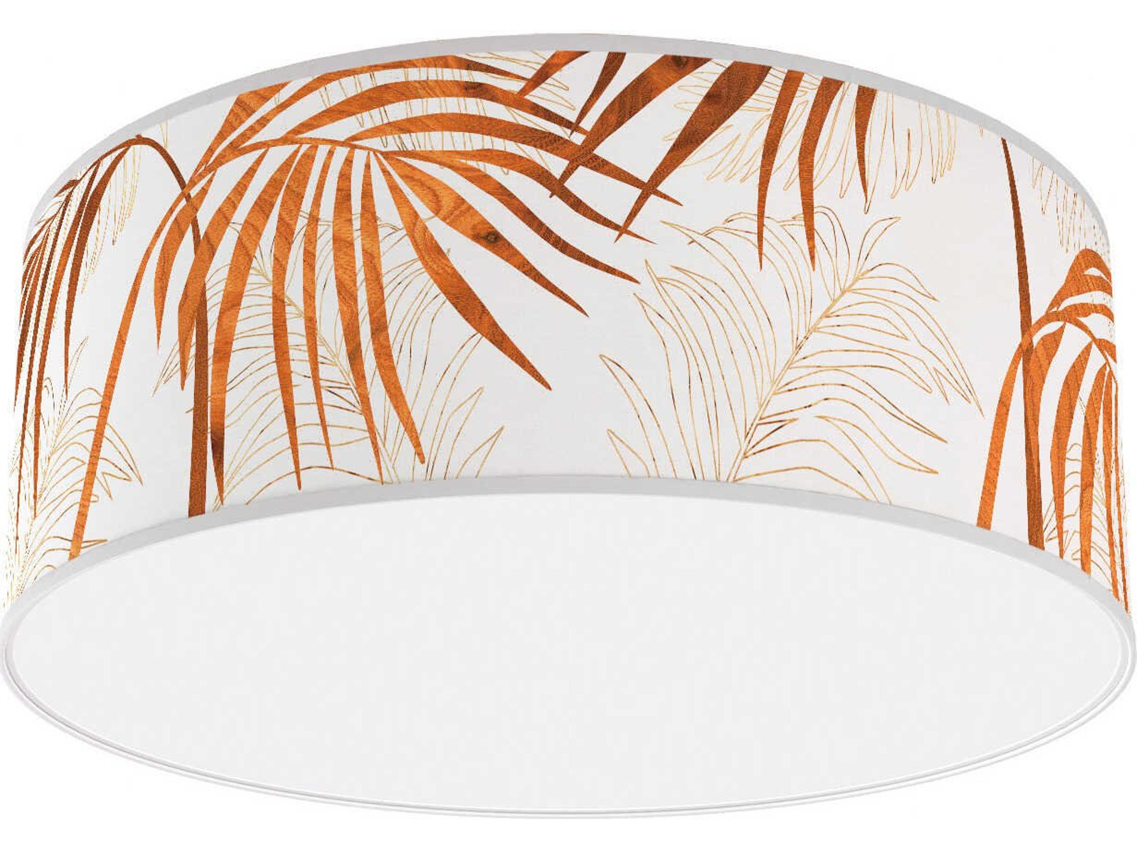 jefdesigns Palm Printed Andrea 1-Light Brown Drum Flush Mount