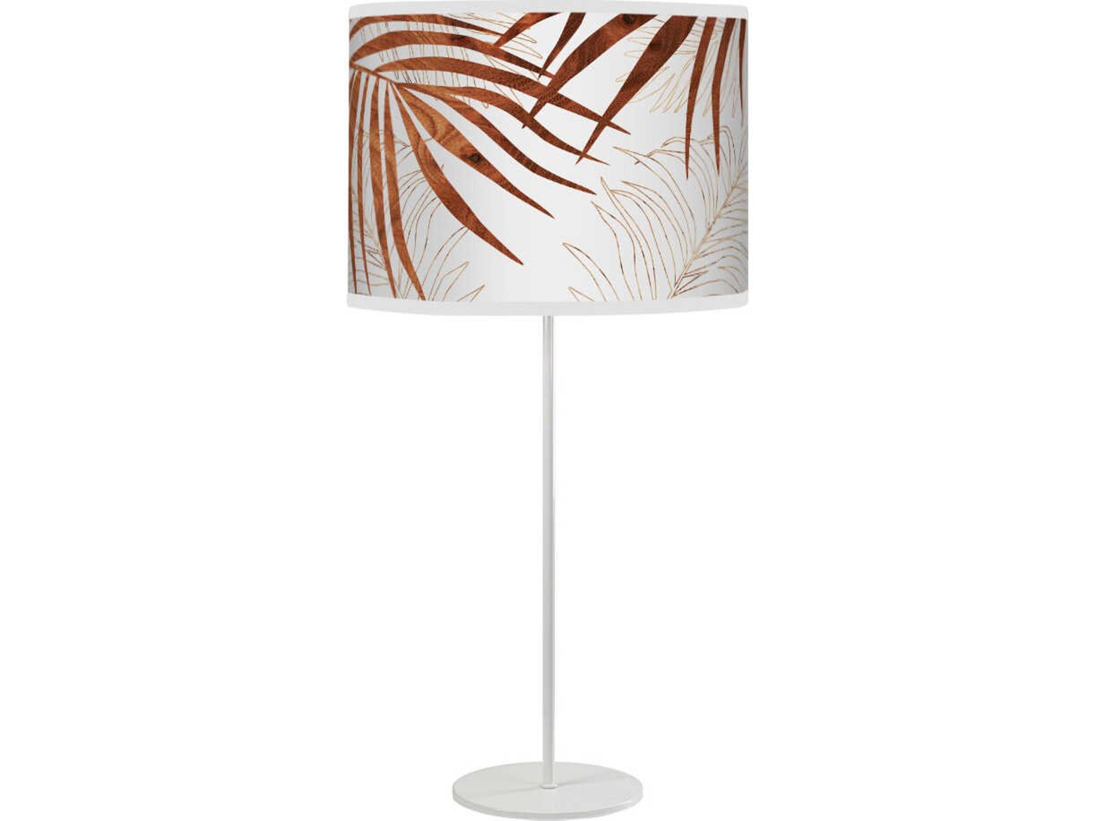 jefdesigns Palm Printed Tyler White Table Lamp