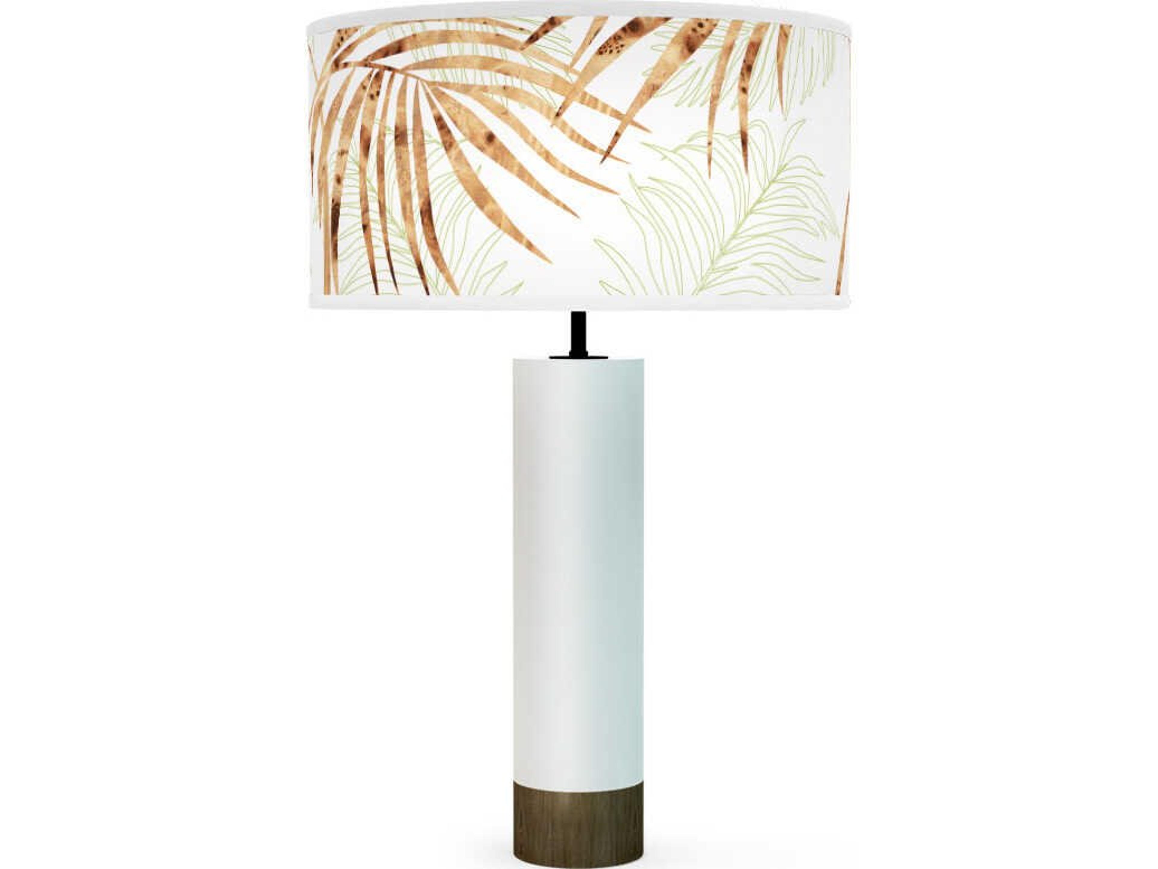 jefdesigns Palm Leaf Printed Thad White Buffet Lamp