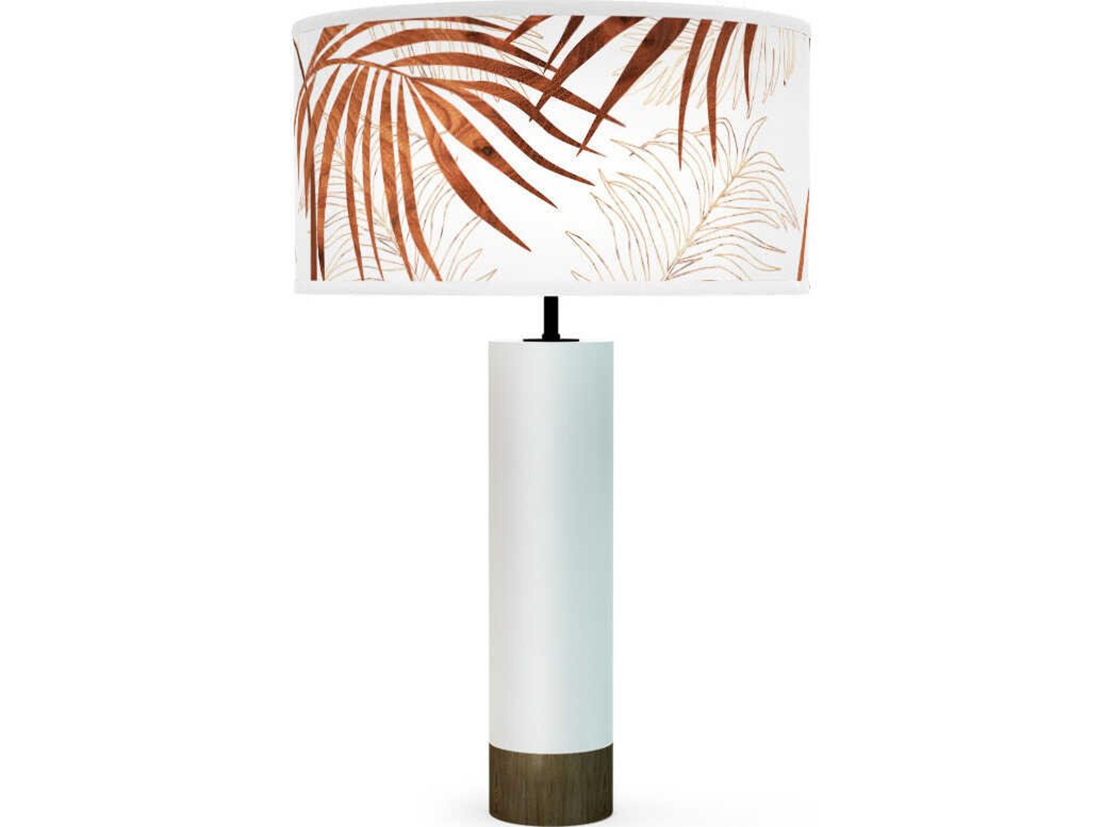 jefdesigns Palm Leaf Printed Thad White Buffet Lamp