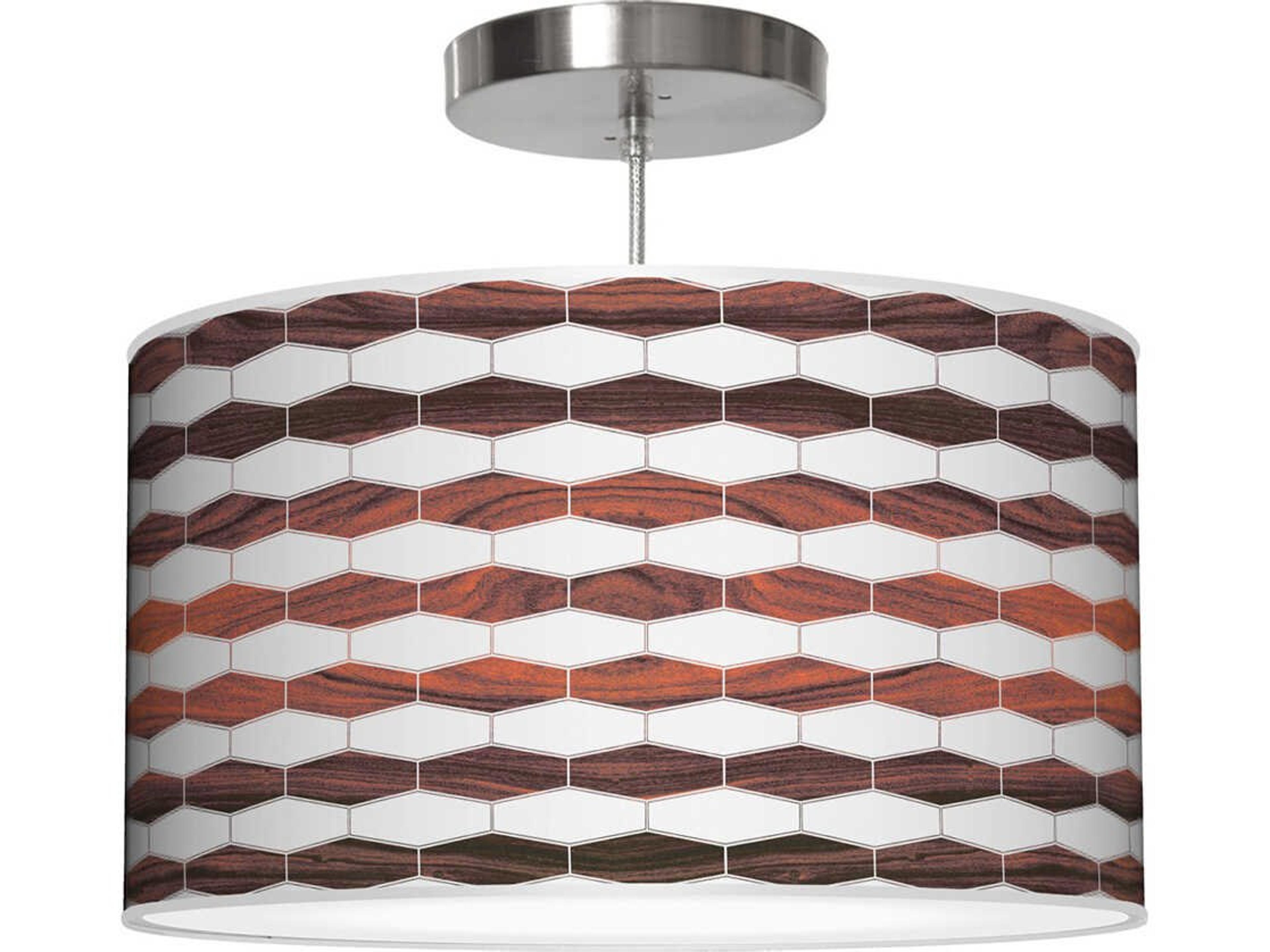 jefdesigns Weave Printed Thao 1-Light Rose Drum Pendant