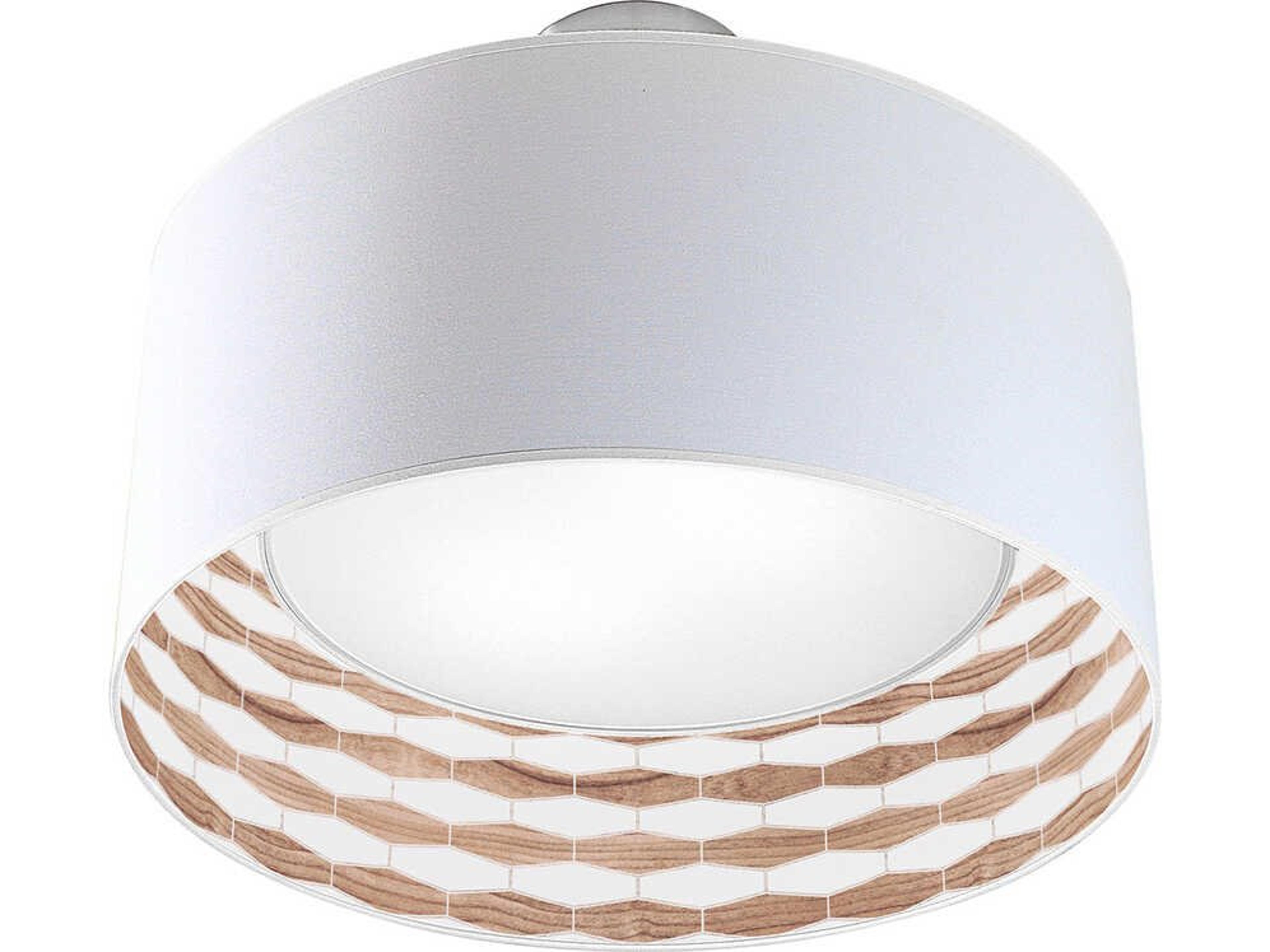 jefdesigns Weave Printed Inny 2-Light Walnut Drum Flush Mount