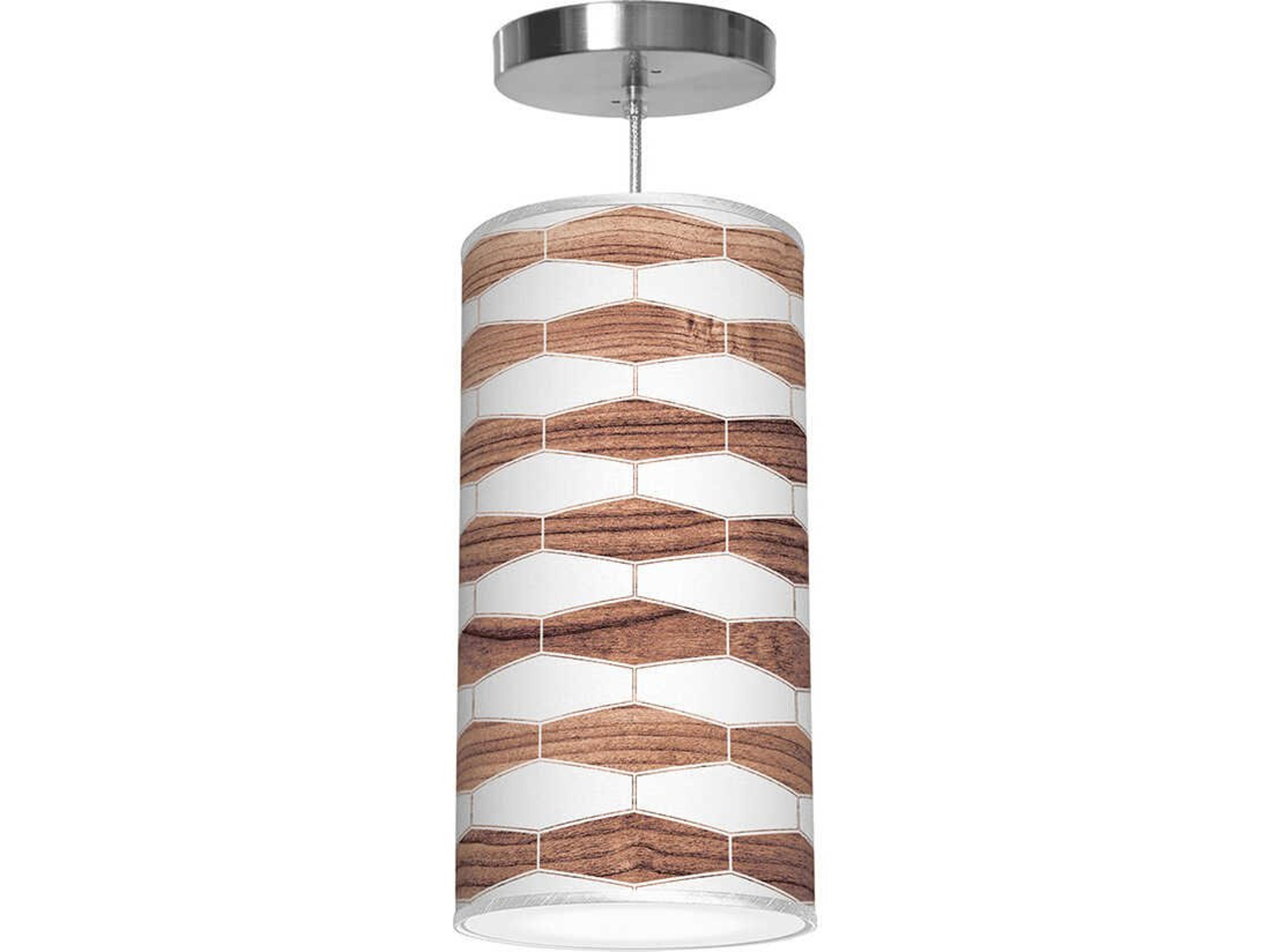 jefdesigns Weave Printed Lisha 1-Light Walnut Cylinder Mini Pendant