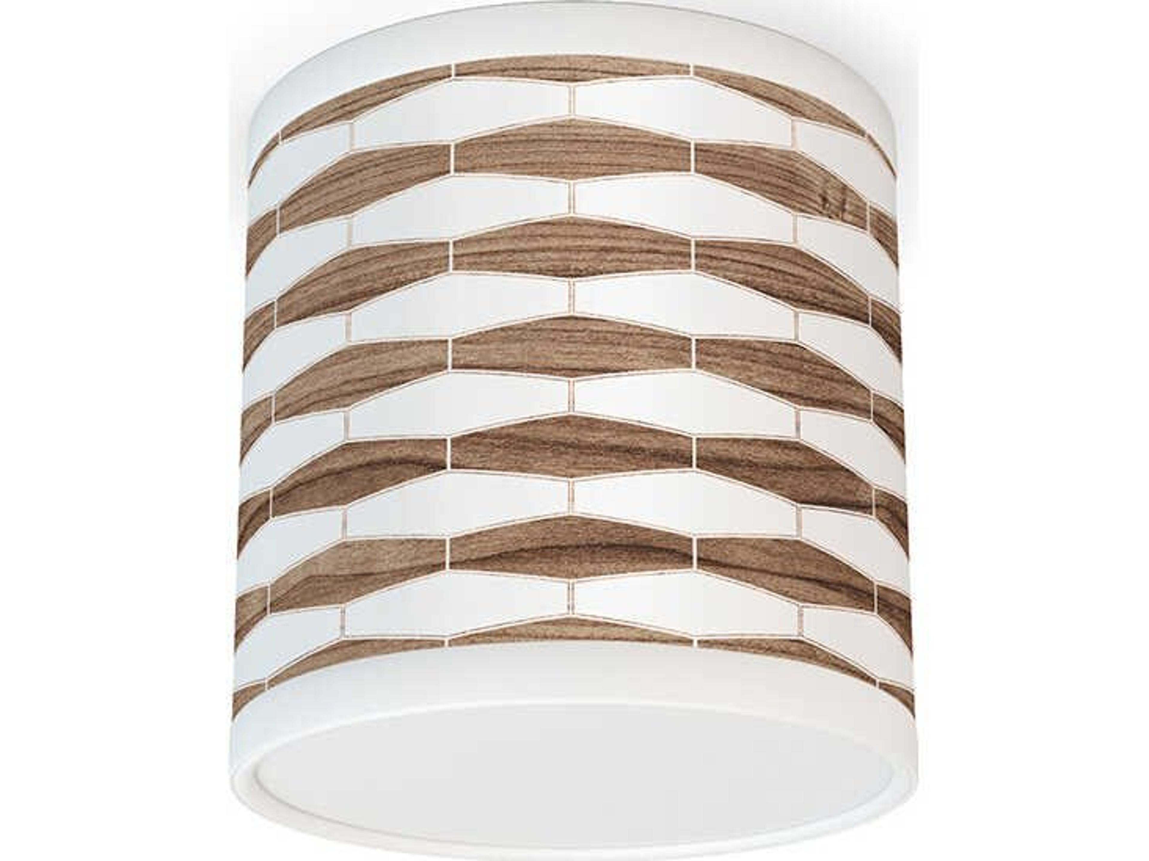 jefdesigns Weave Printed Reed 1-Light Walnut Cylinder Flush Mount
