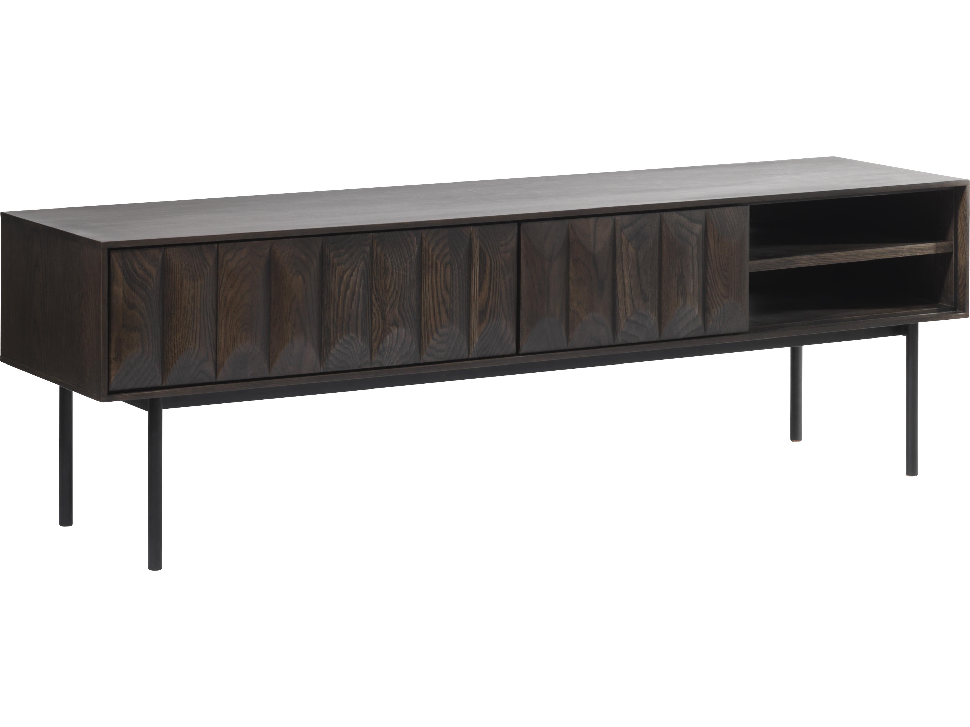 Unique Furniture Latina 63" Oak Wood Black Media Console