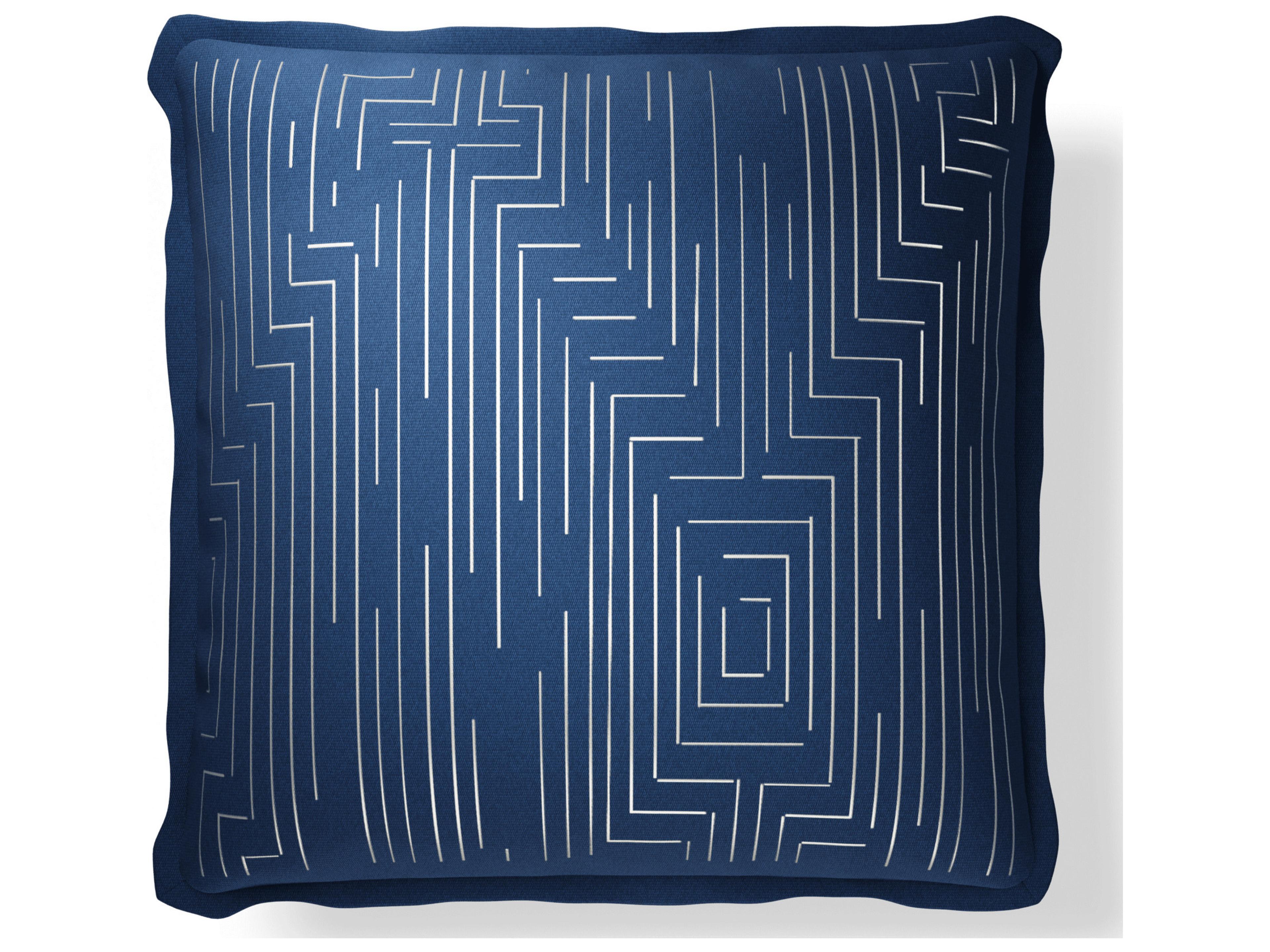 Jensen Outdoor Performance Plume Embroidery 20" x 20" Maze - Indigo/Ivory