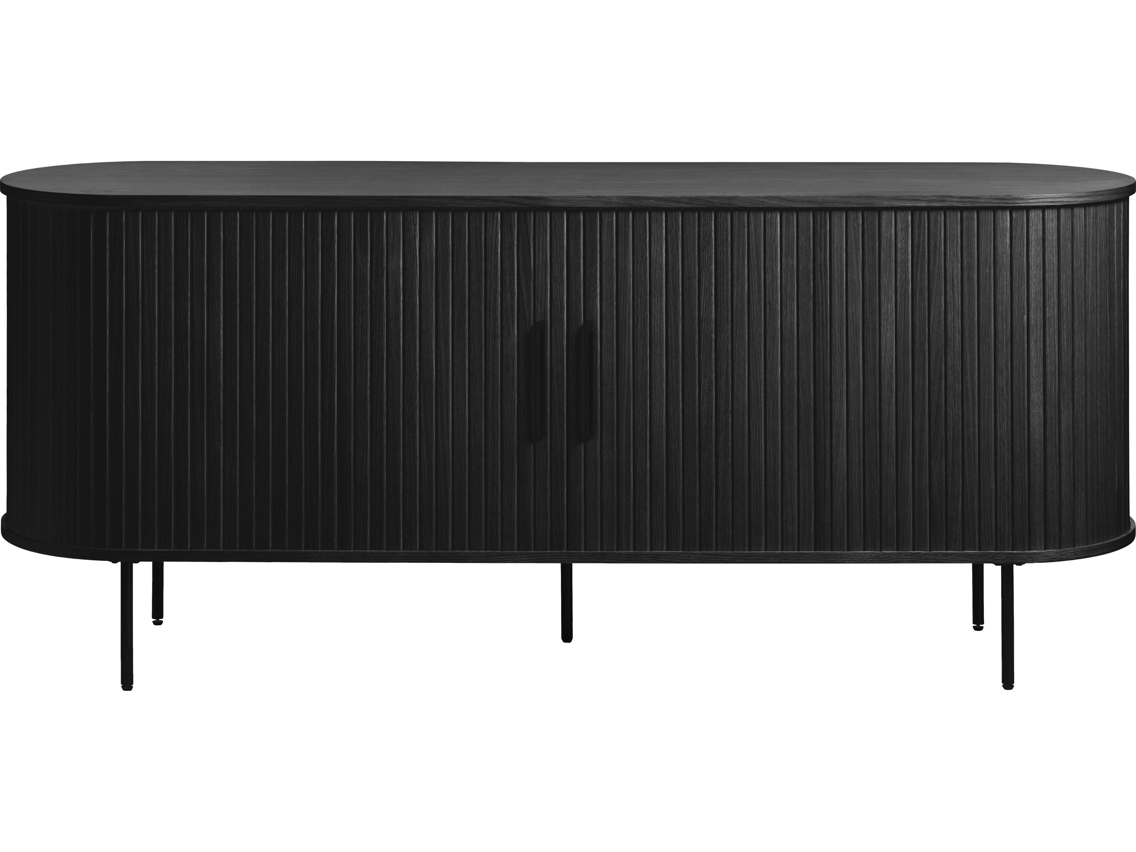 Unique Furniture Nola 55" Oak Wood Black Sideboard