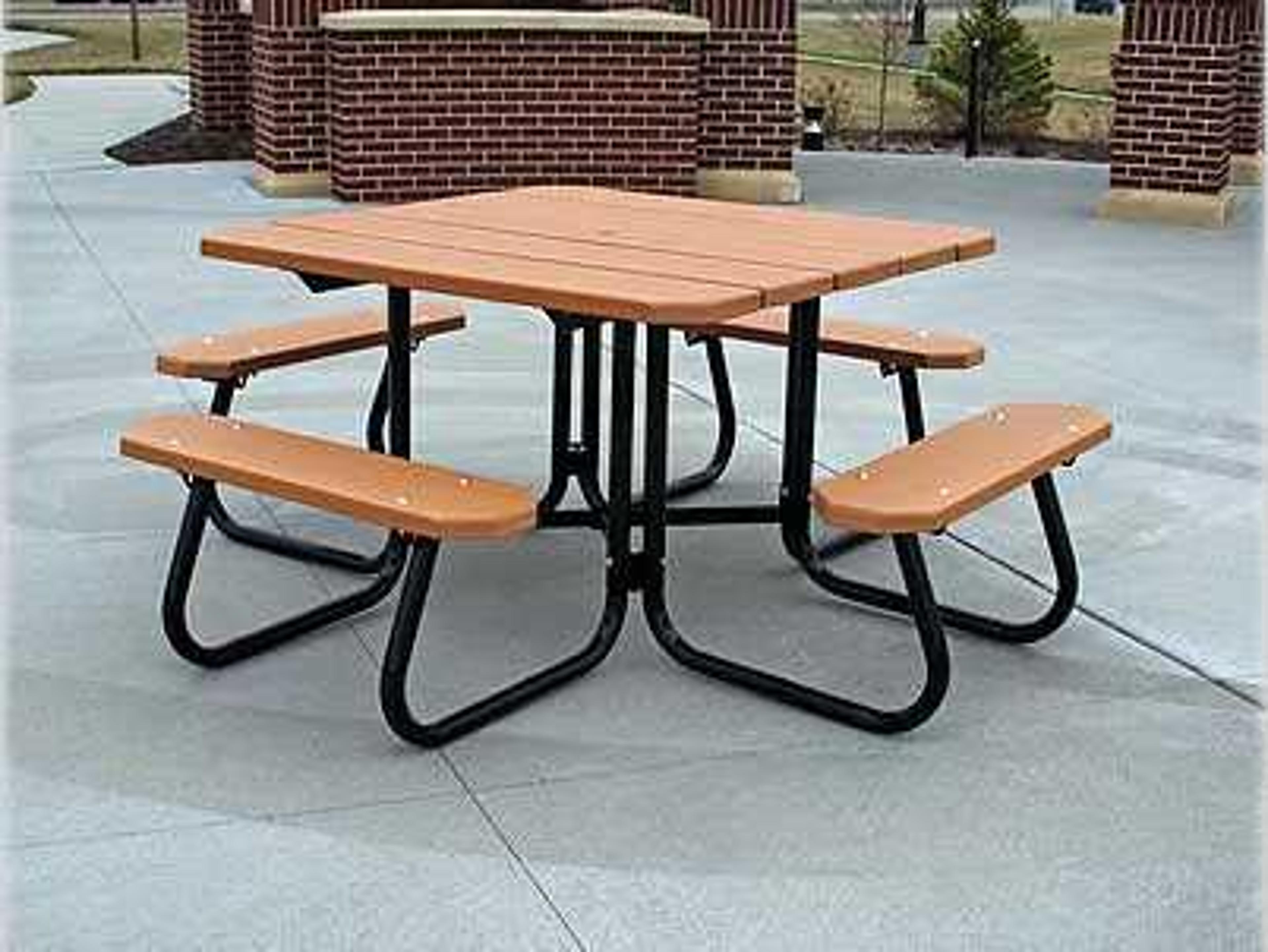 Frog Furnishings Square Steel Square Outdoor Patio Picnic Table