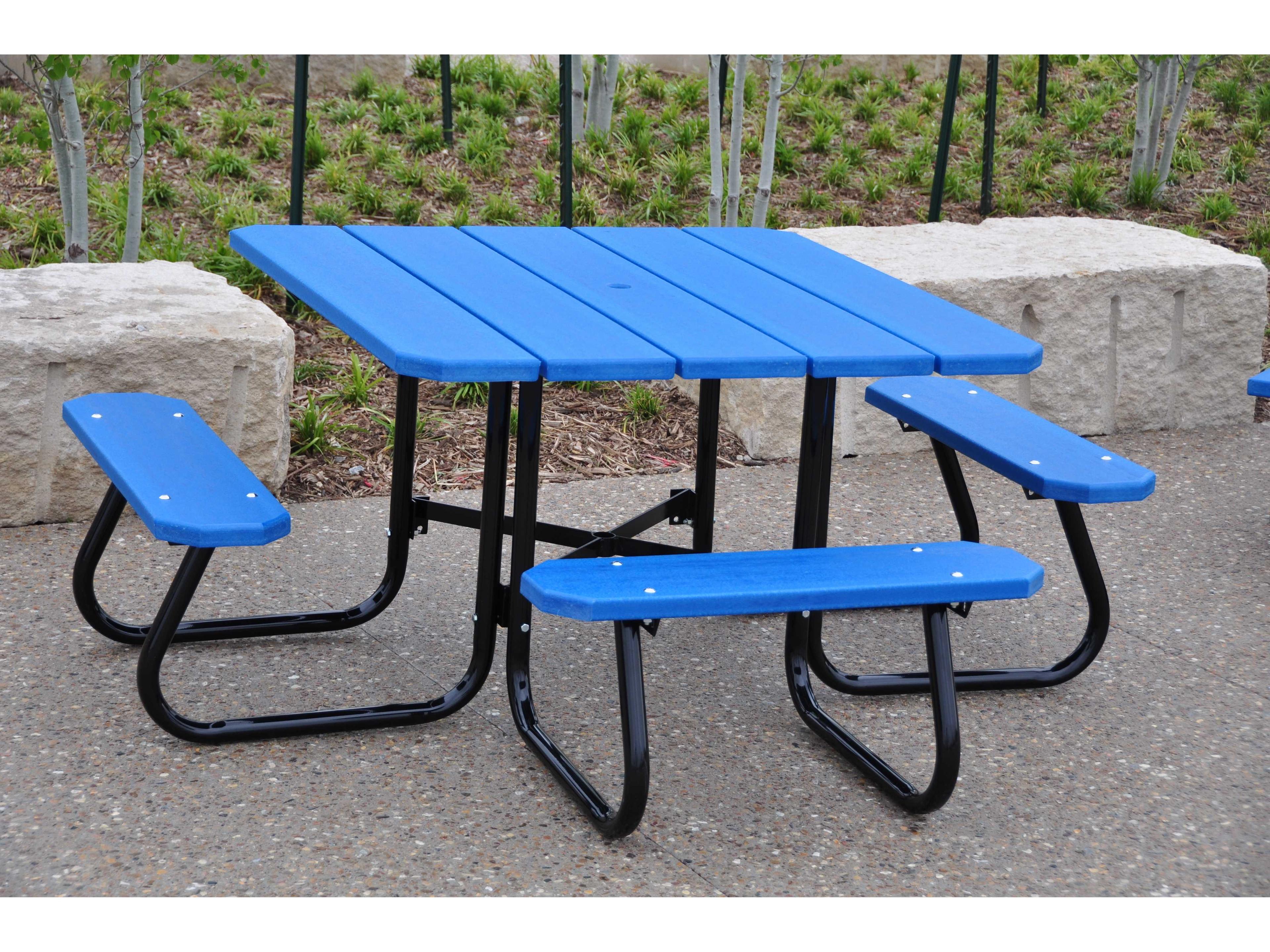 Frog Furnishings Square ADA Steel Square Patio Picnic Table