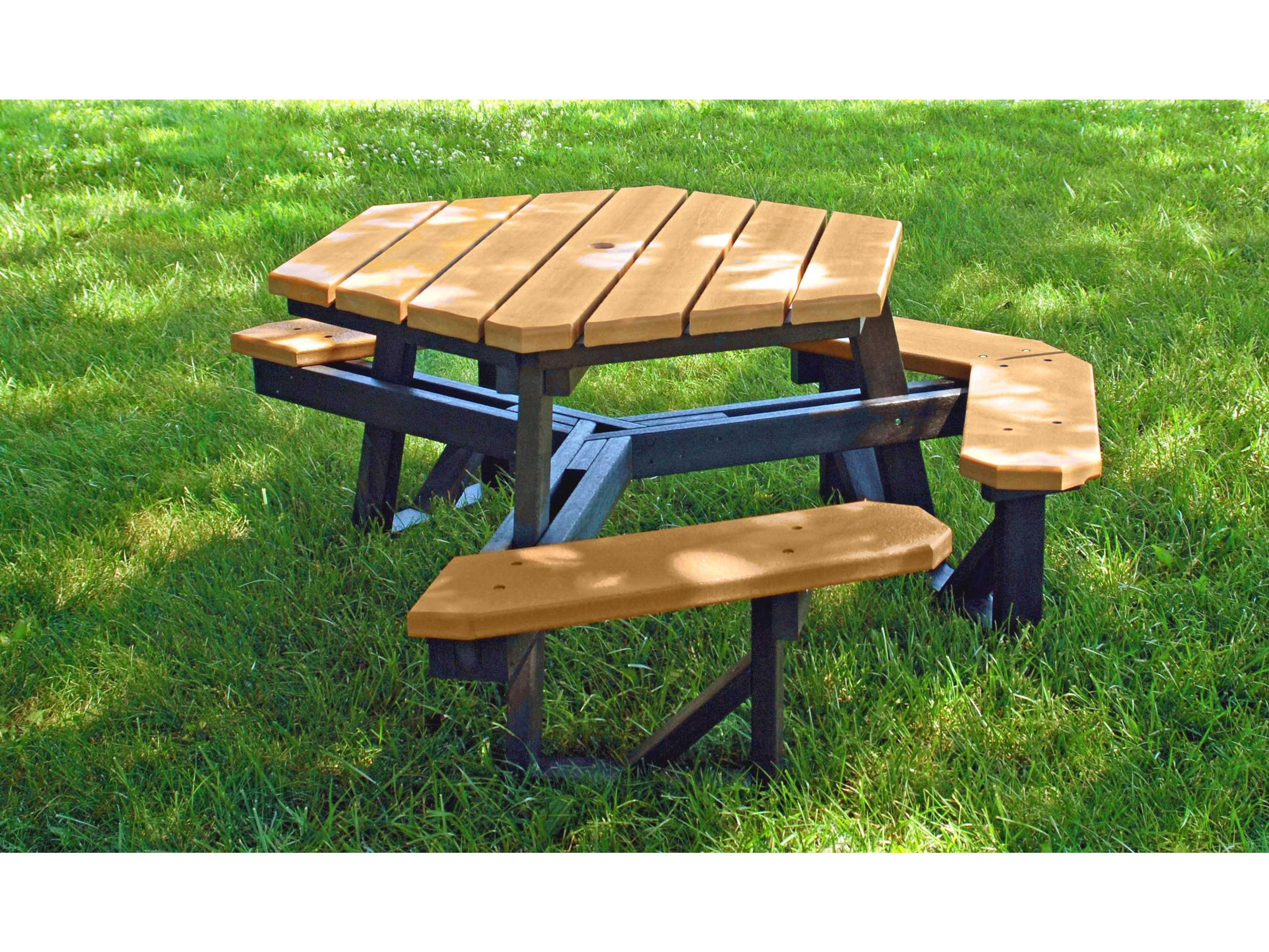 Frog Furnishings Hex ADA Recycled Plastic Hexagon Outdoor Picnic Table