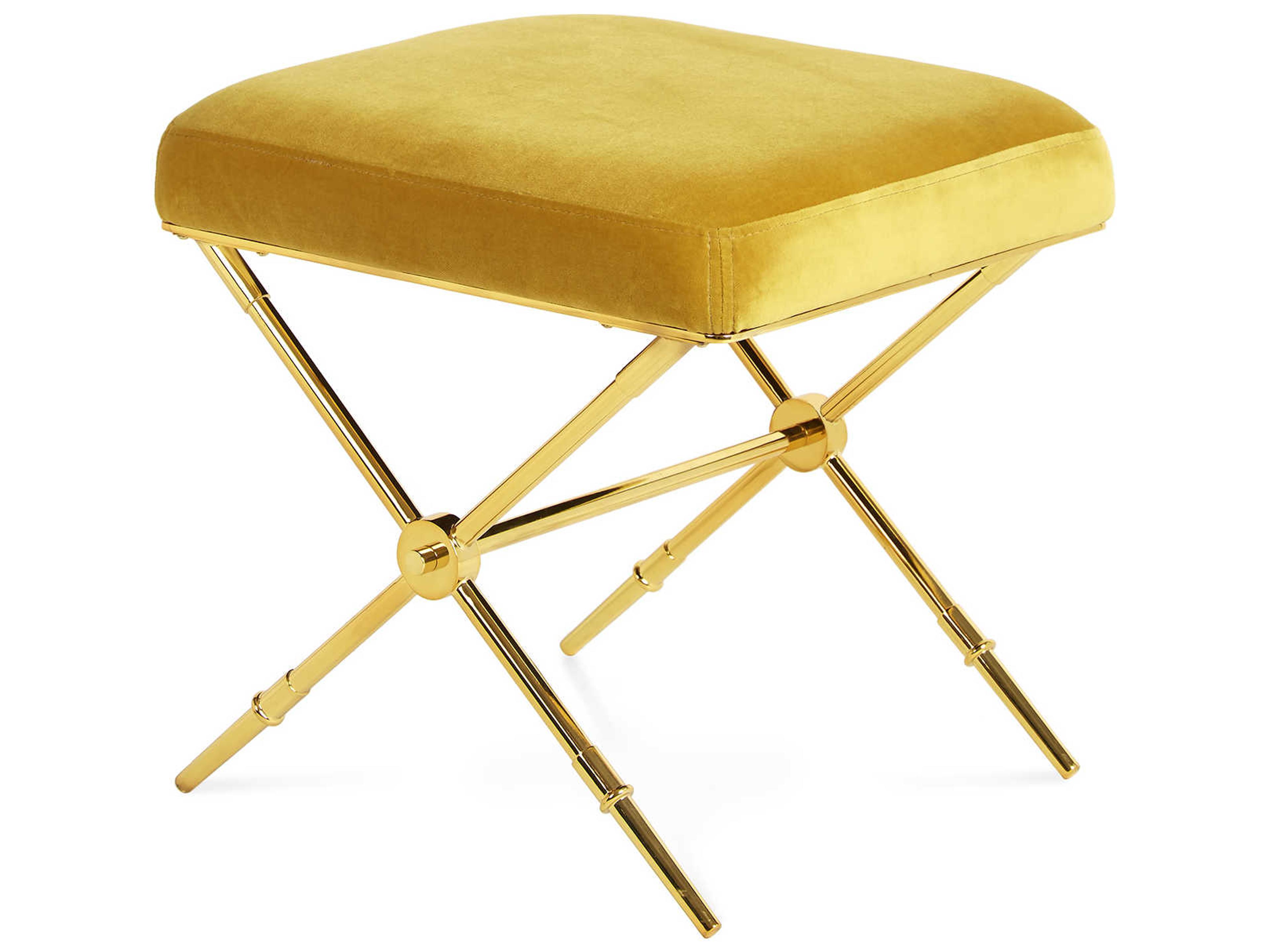 Jonathan Adler Rider Rialto Gold Velvet Upholstered Accent Bench