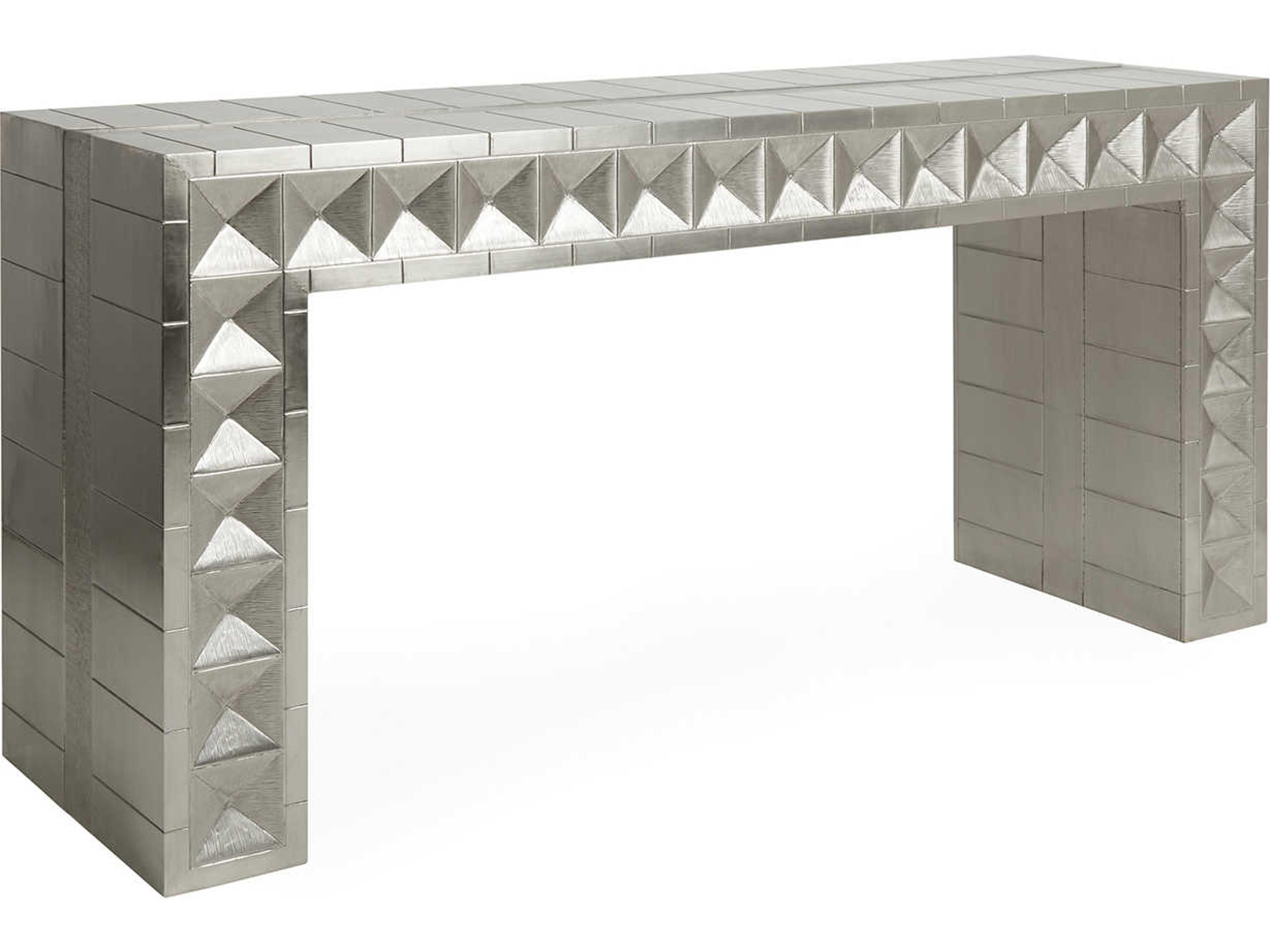 Jonathan Adler Talitha Rectangular Metal Nickel Console Table