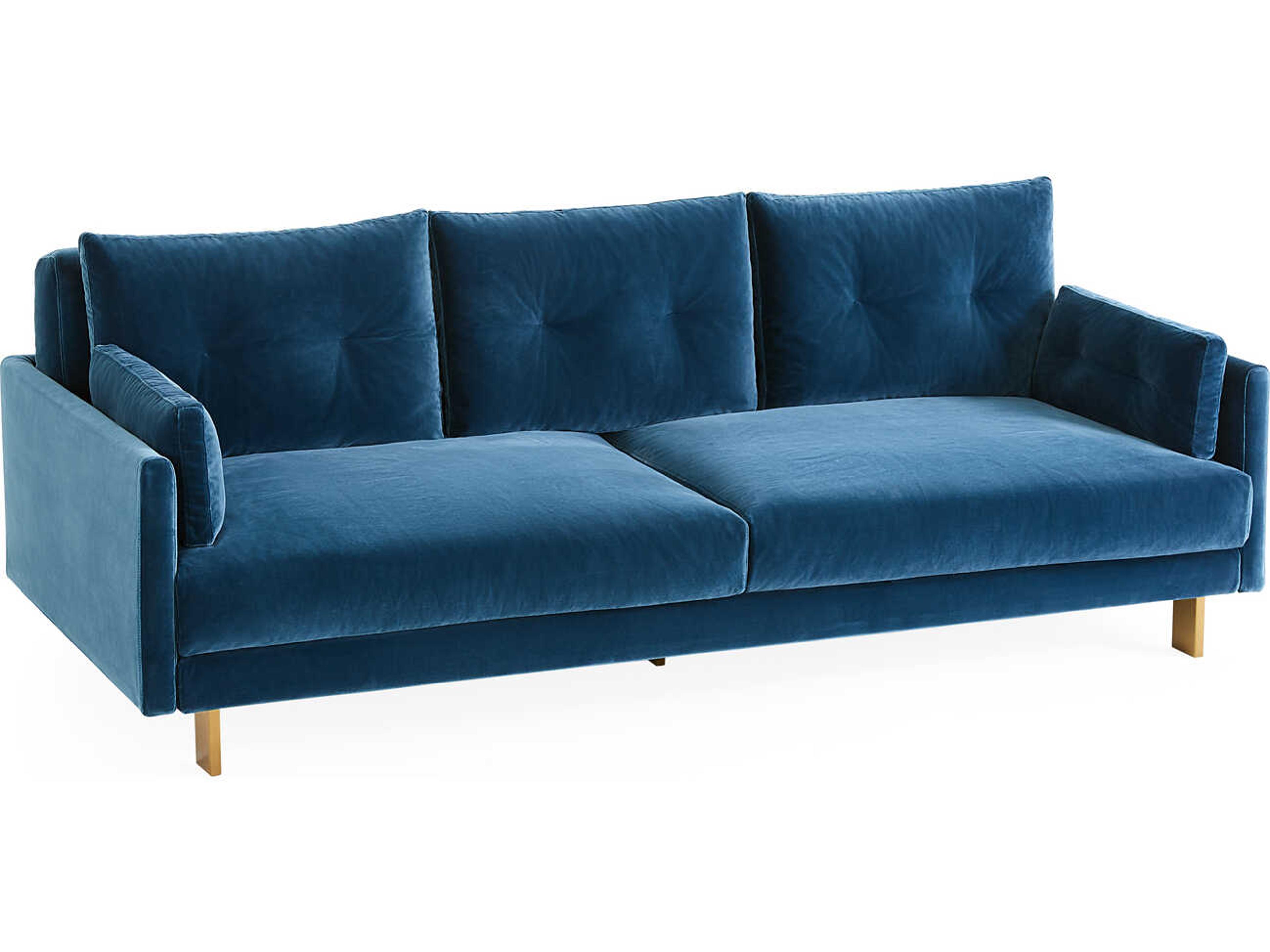 Jonathan Adler Malibu Varese Petrol Blue Velvet Upholstered Sofa