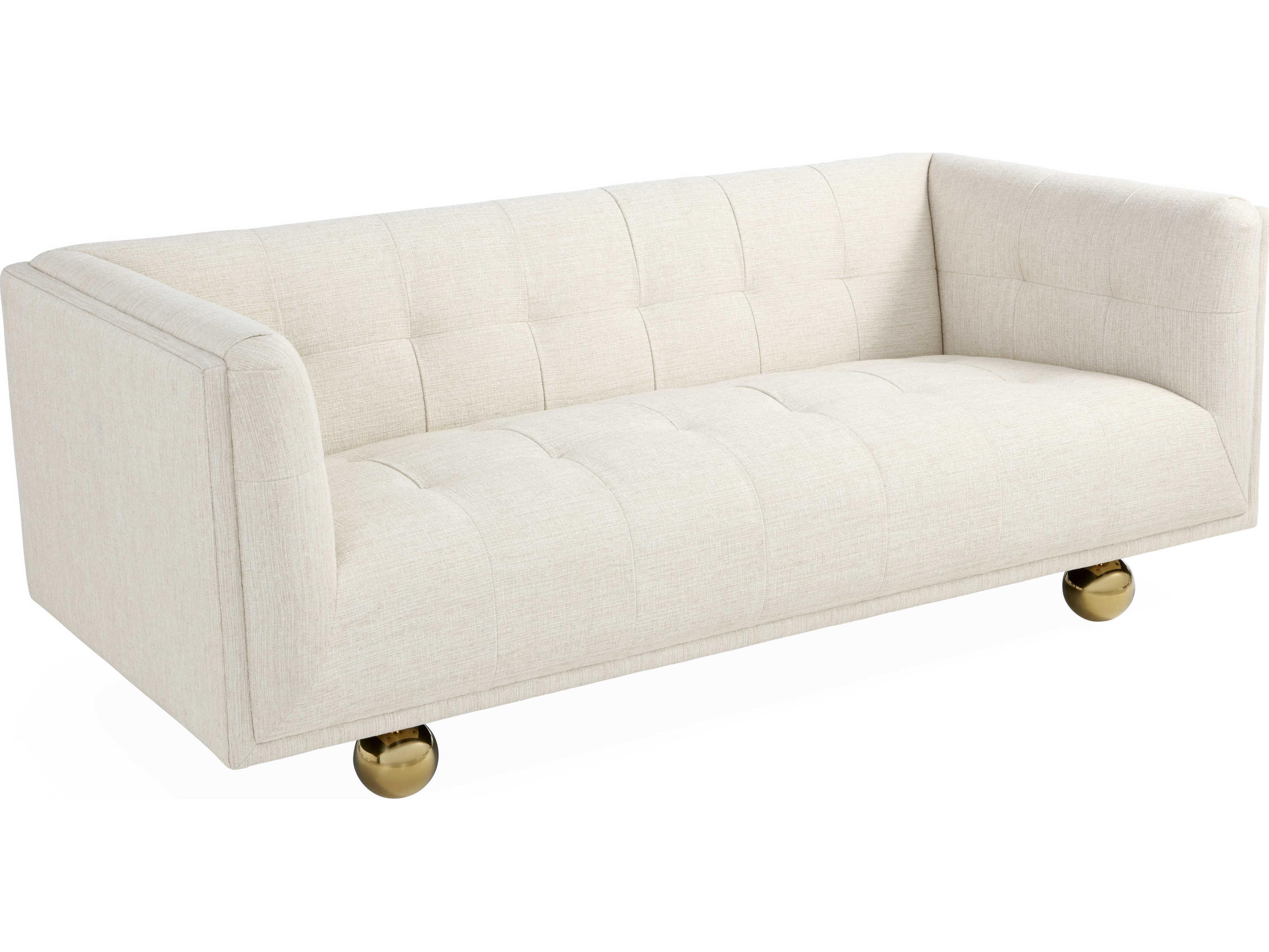 Claridge Tufted Belfast Stone White Upholstered Sofa