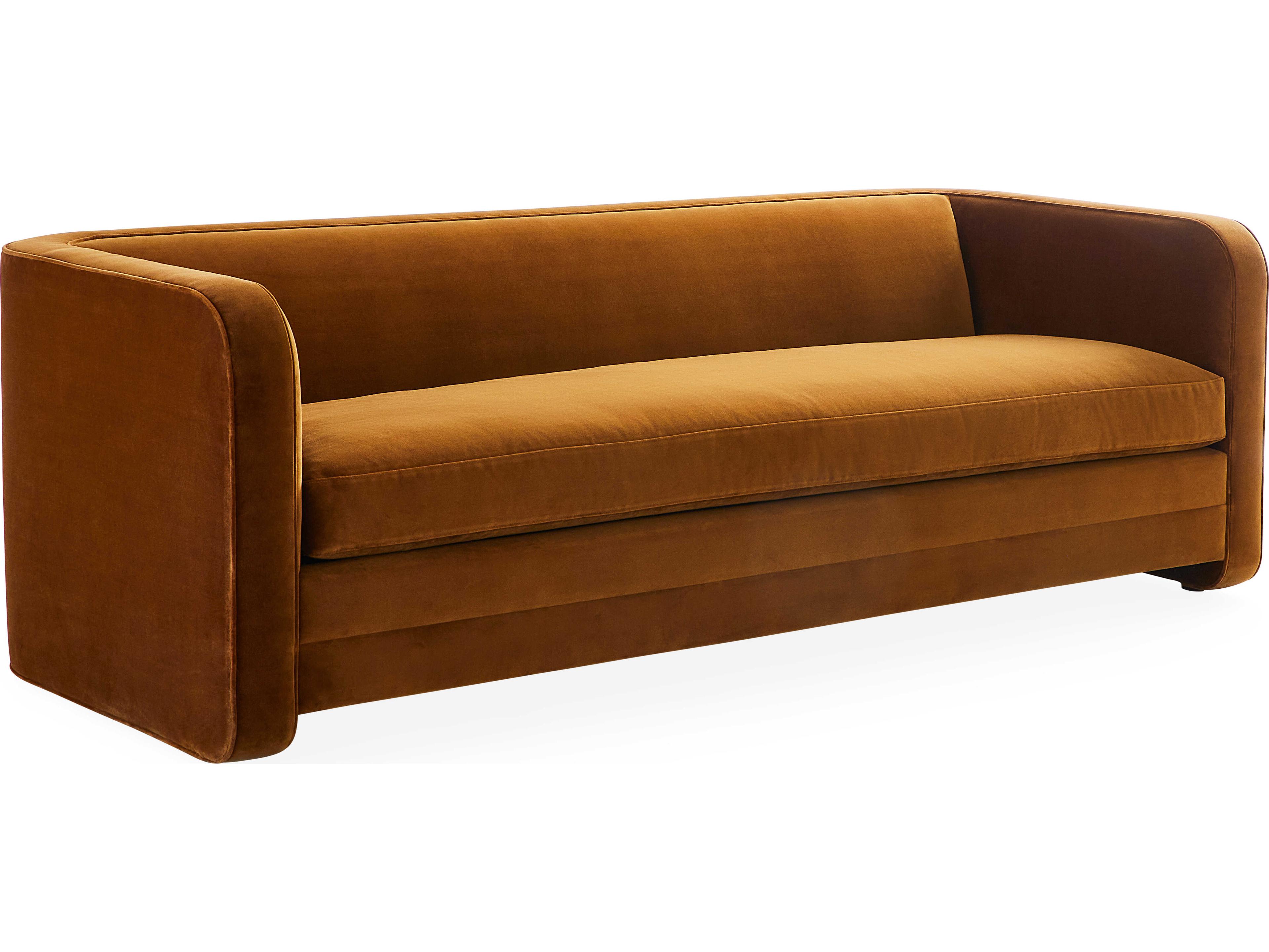 Jonathan Adler Sunset Venice Cognac Brown Velvet Upholstered Sofa Bed