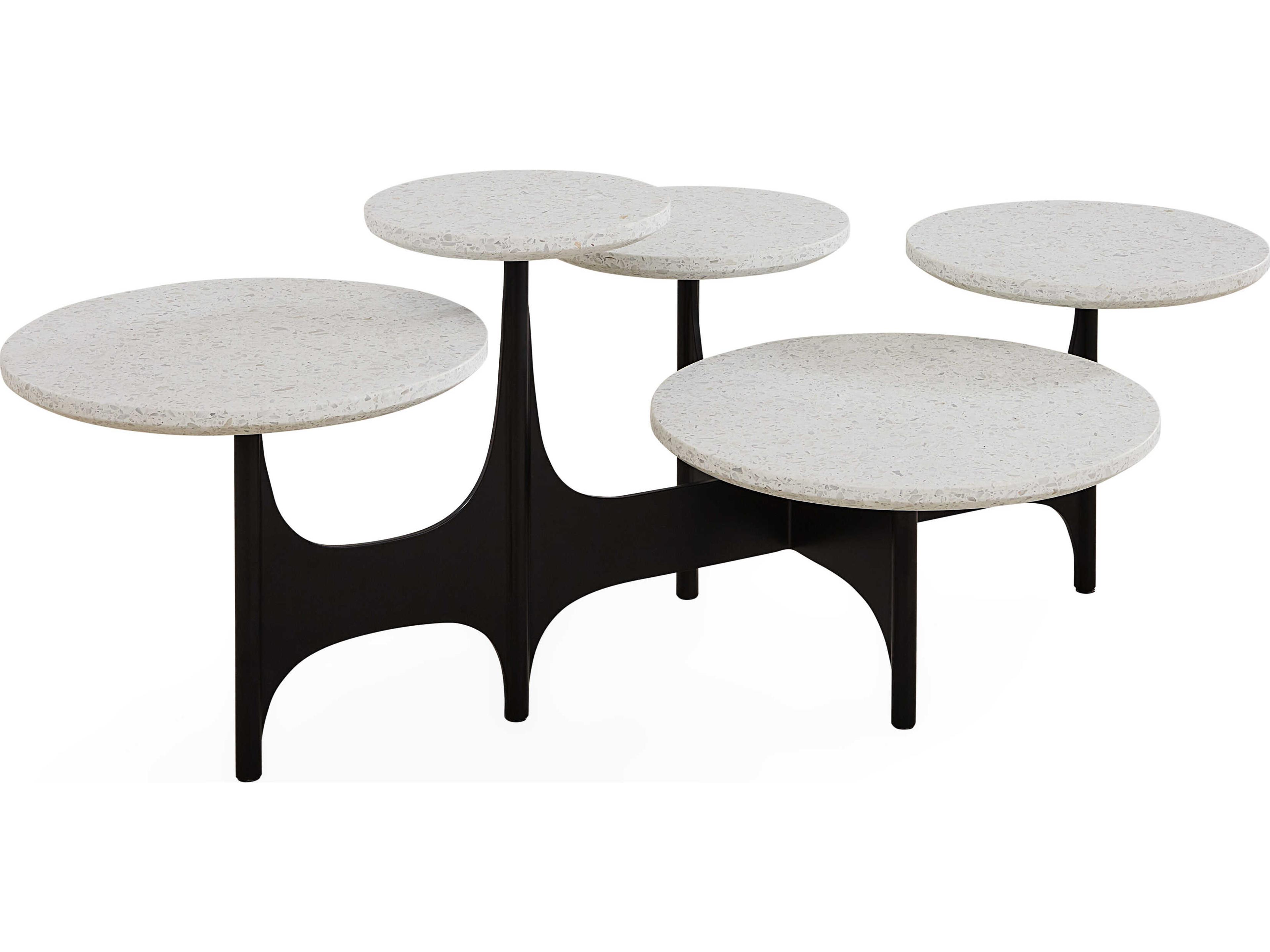 Jonathan Adler Milano Round Stone Black Coffee Table