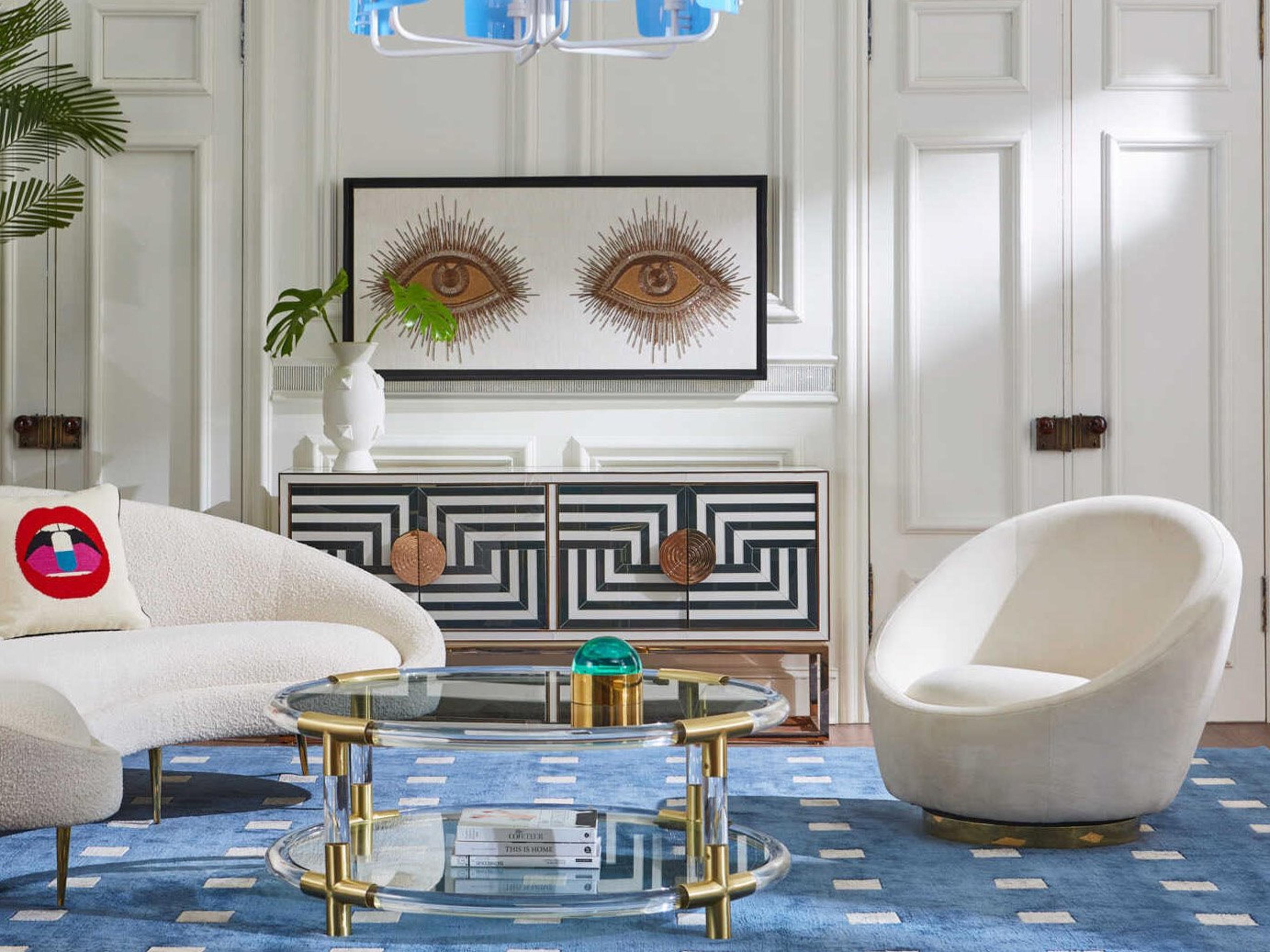 Jonathan Adler Ether Living Room White Sofa Set