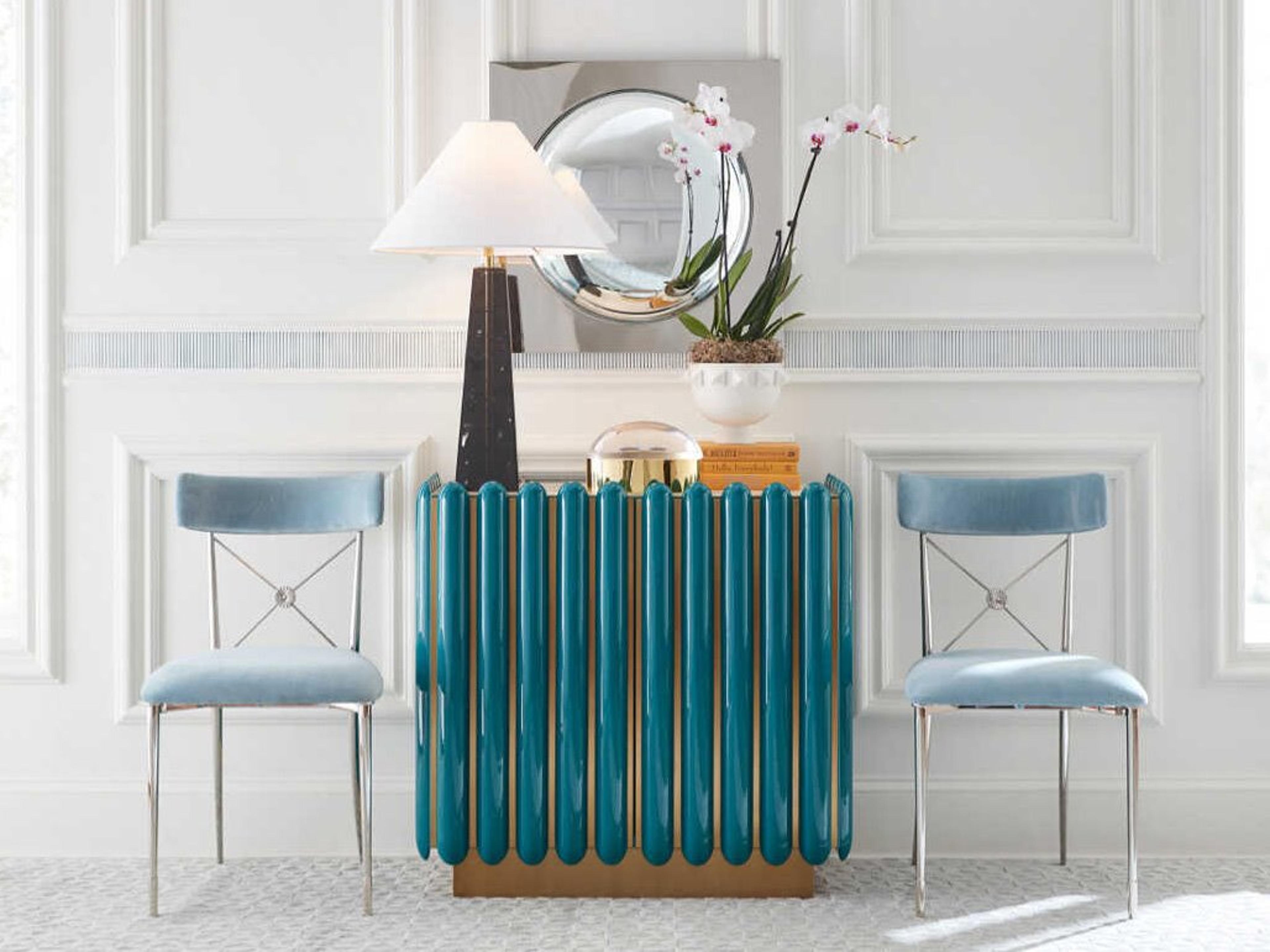 Jonathan Adler Kiki Blue Living Room Chair and Table Set