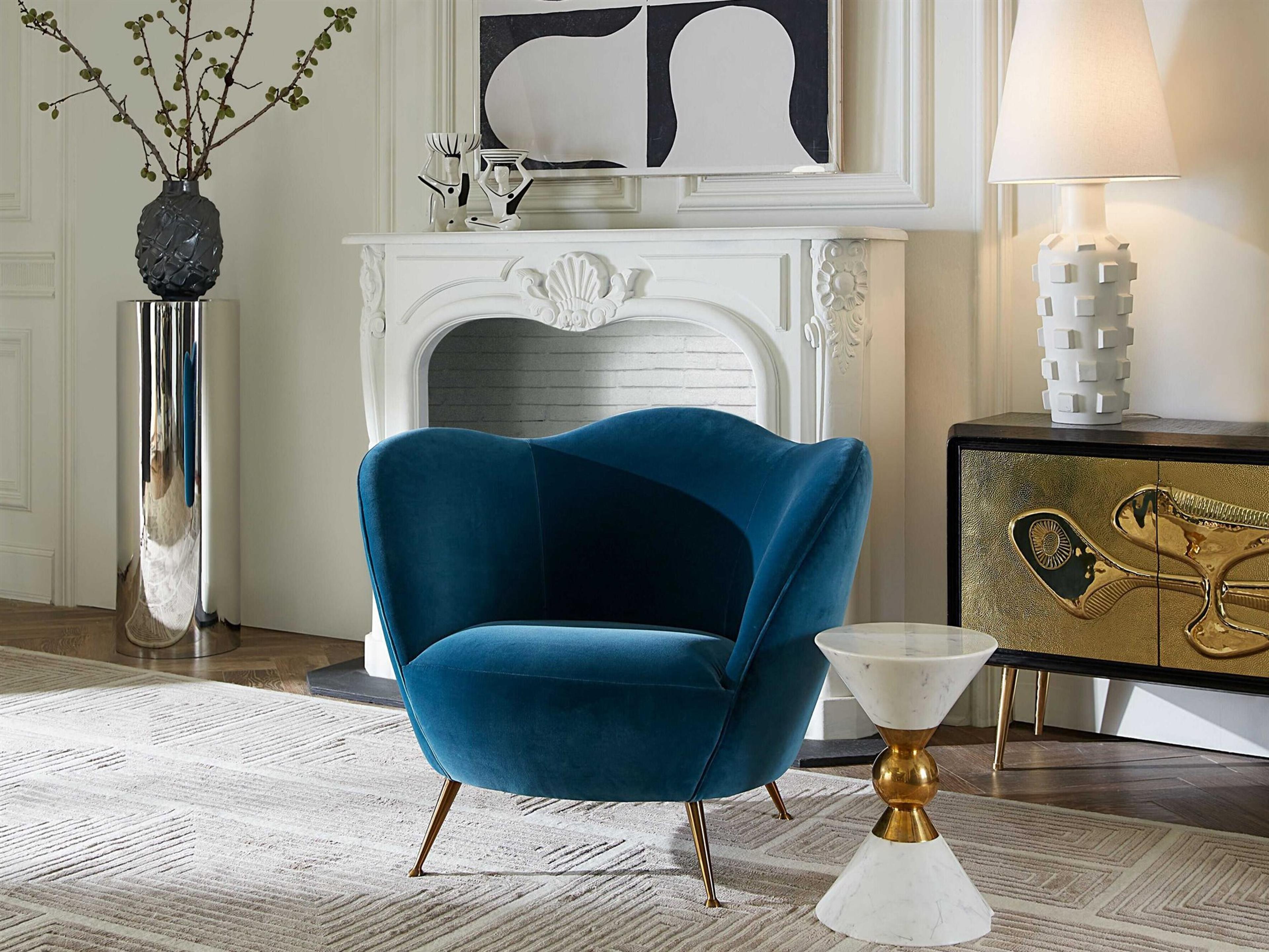 Jonathan Adler Ripple Blue Chair and Table Set