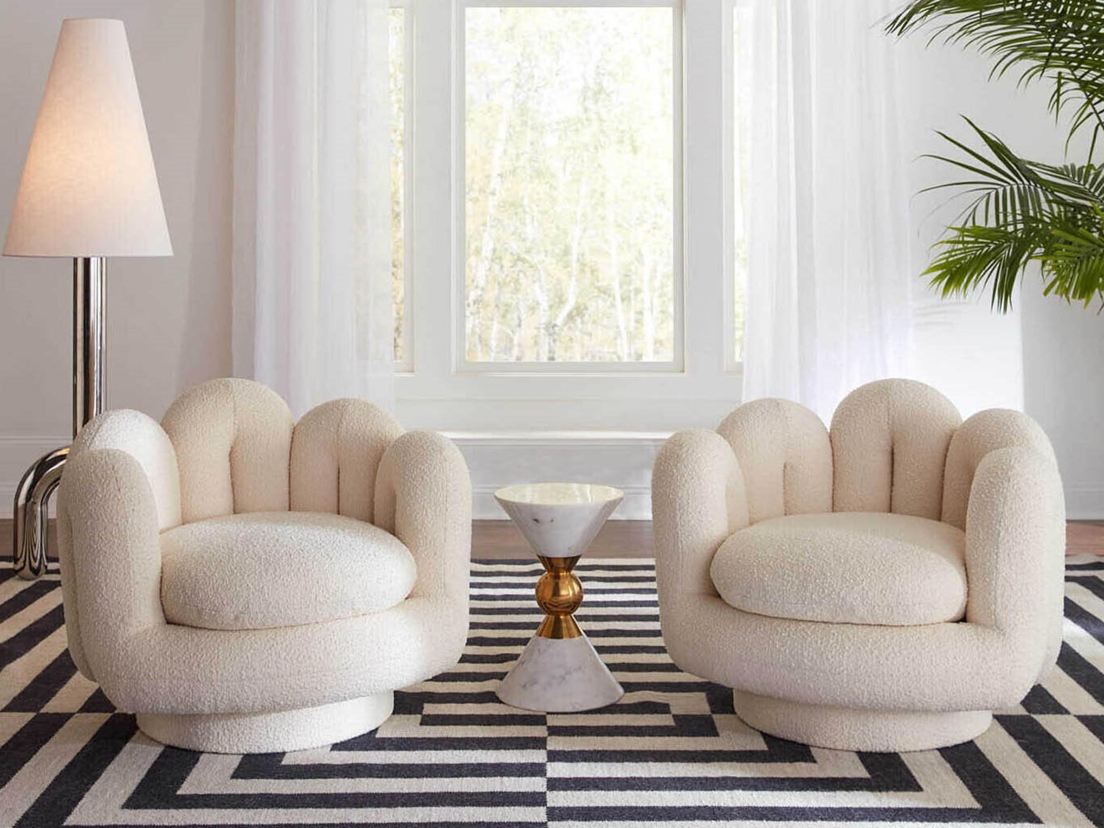 Jonathan Adler Serpentine White Chair and Side Table Set