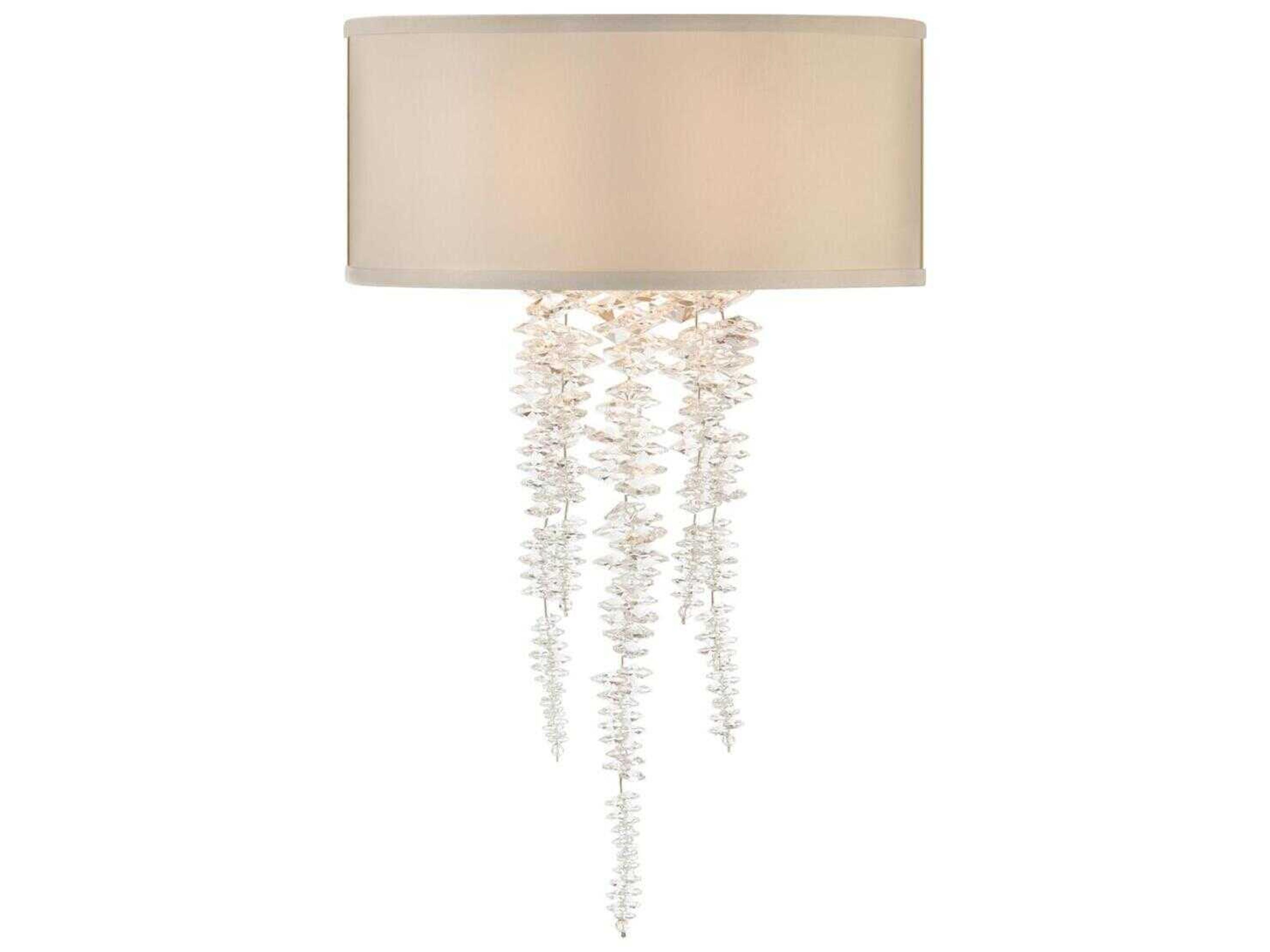 John Richard Cascading Crystal Waterfall 4-Light Silver Wall Sconce