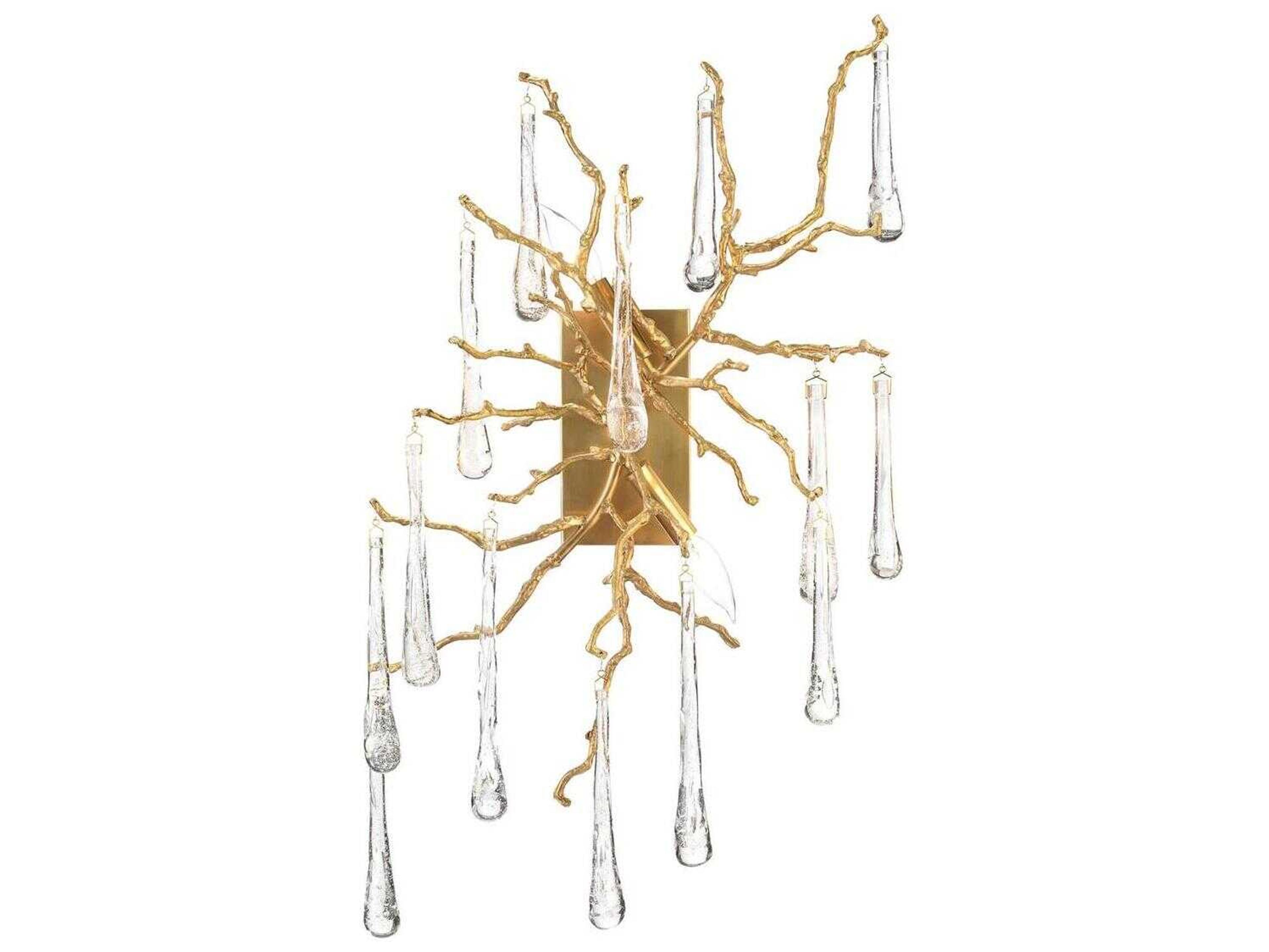 John Richard Mark Mcdowell Two-light Brass Glass Wall Sconce