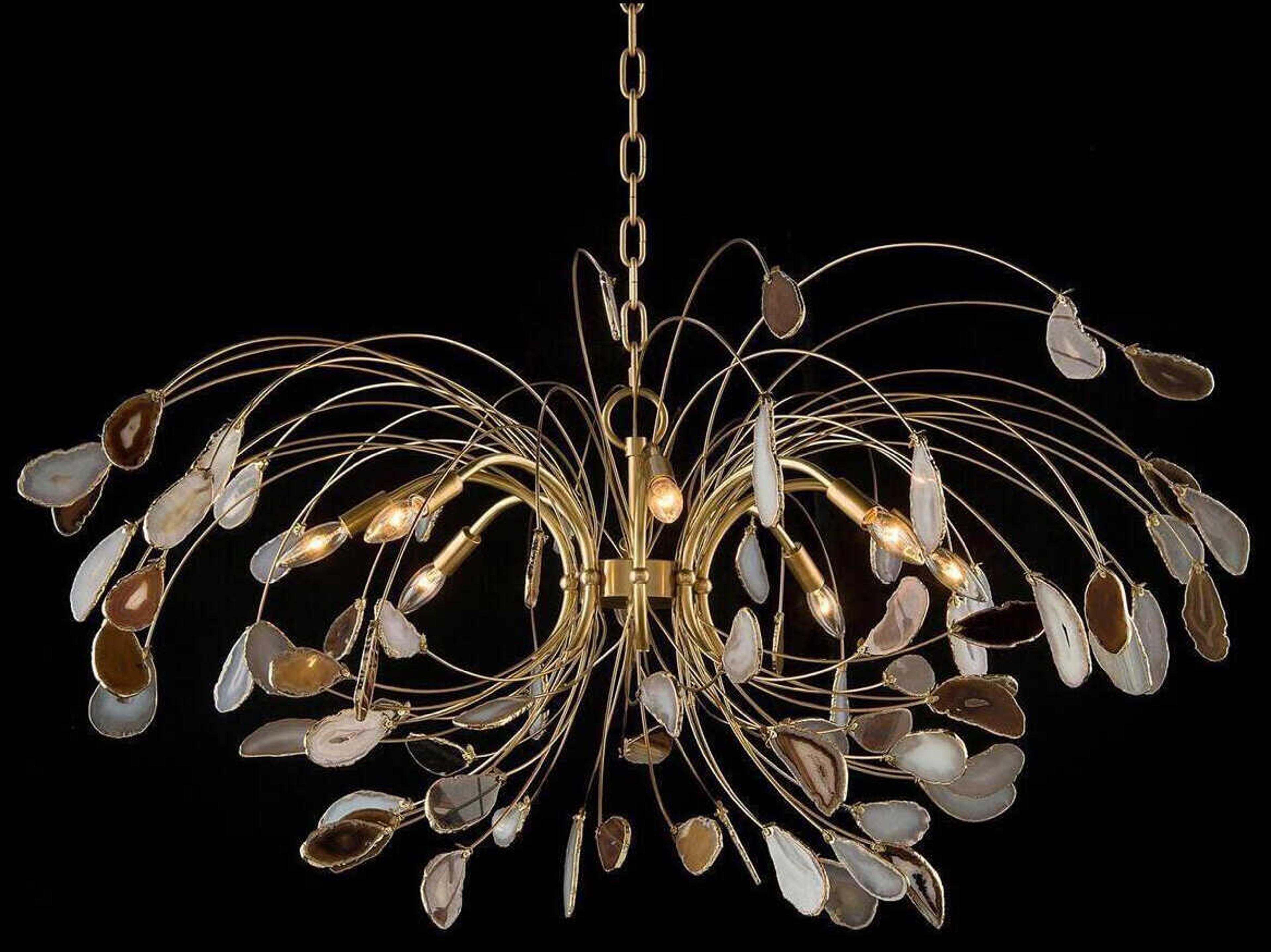 John Richard Agate Brass Gray Chandelier