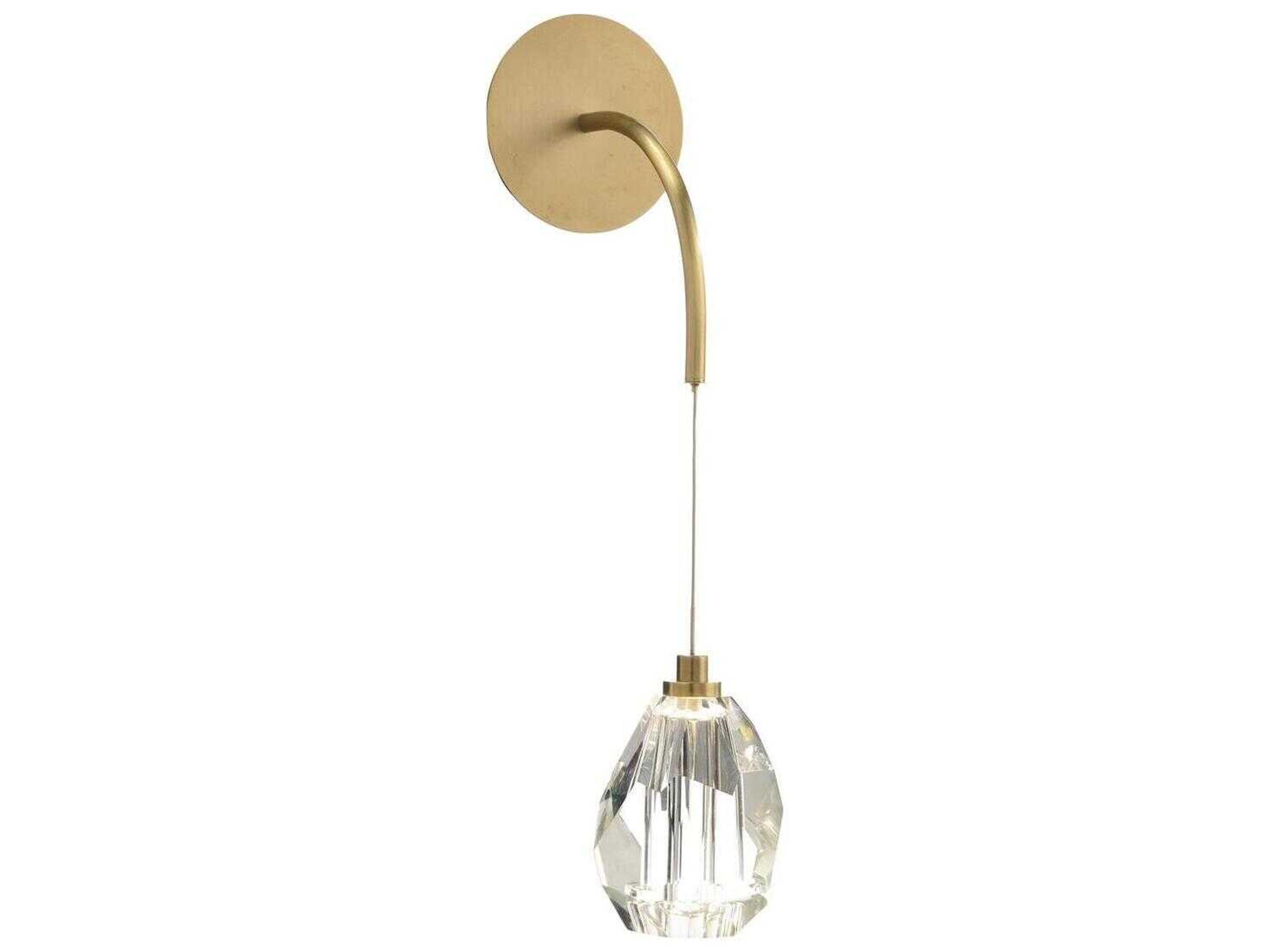 John Richard Mark McDowell Faceted 1-Light Brass Clear Crystal LED Wall Sconce