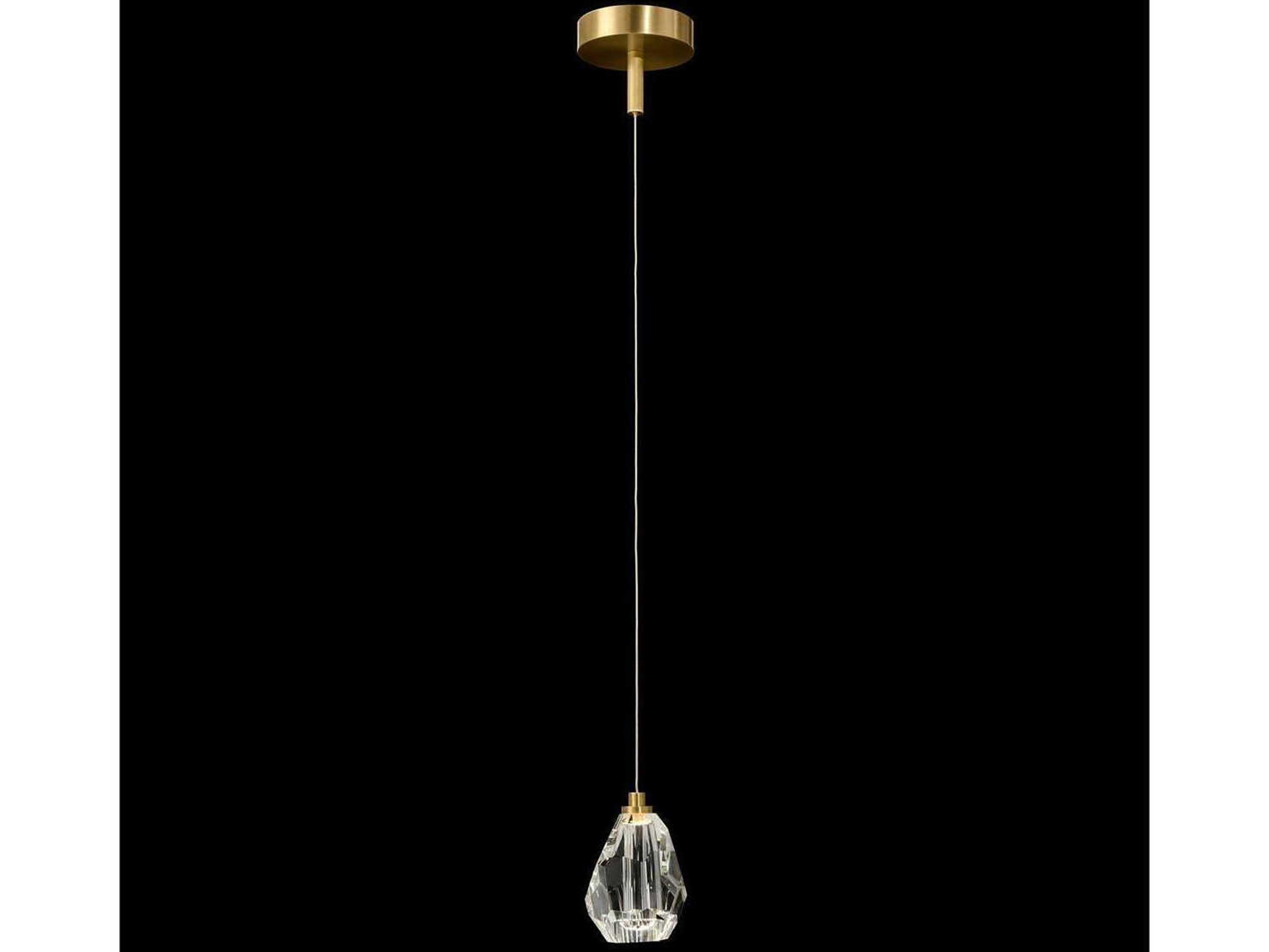 John Richard Mark McDowell Faceted 1-Light Brass Crystal LED Mini Pendant