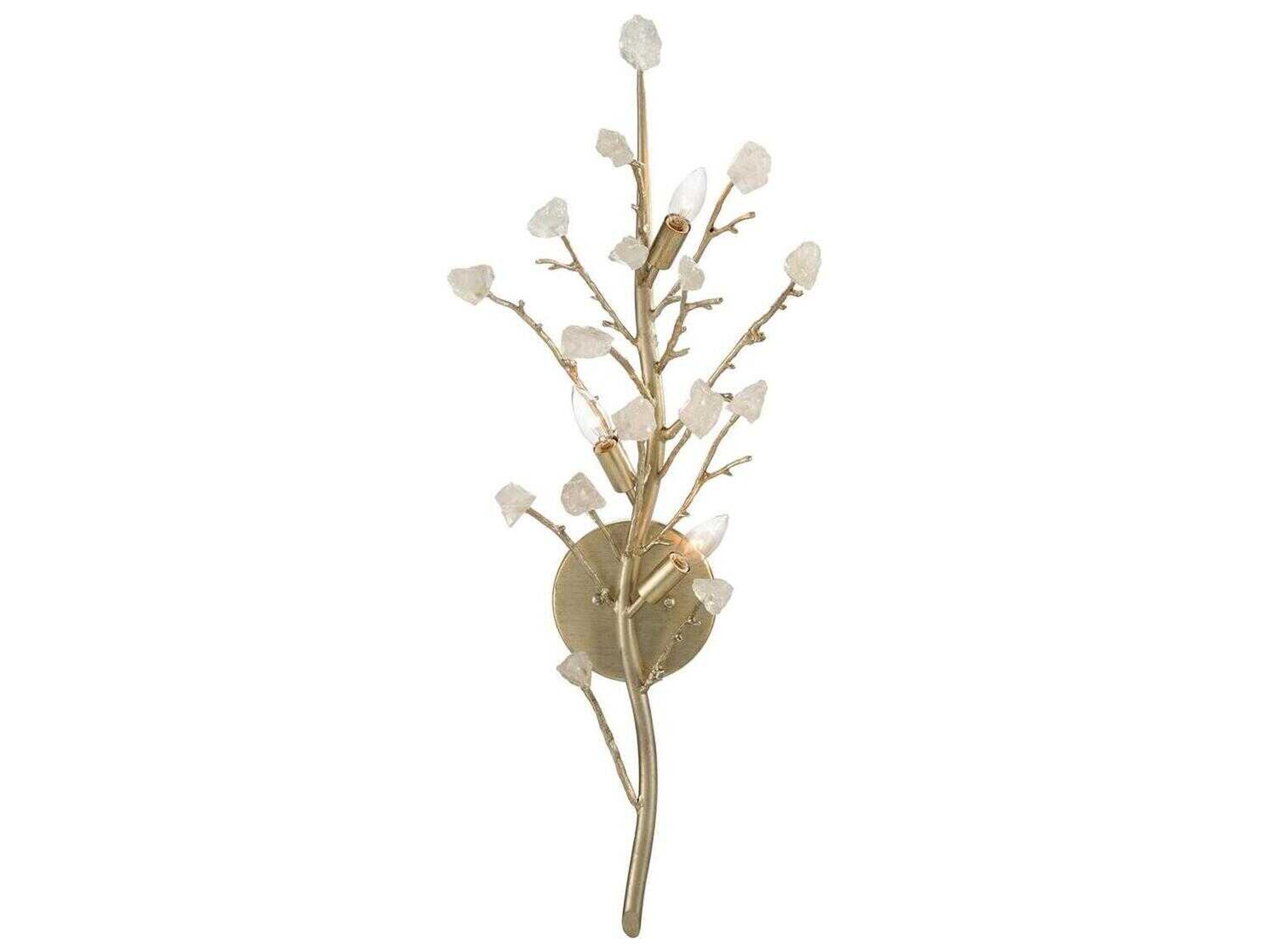 John Richard Mark McDowell Quartz Branched 3-Light Champagne Silver Leaf Wall Sconce